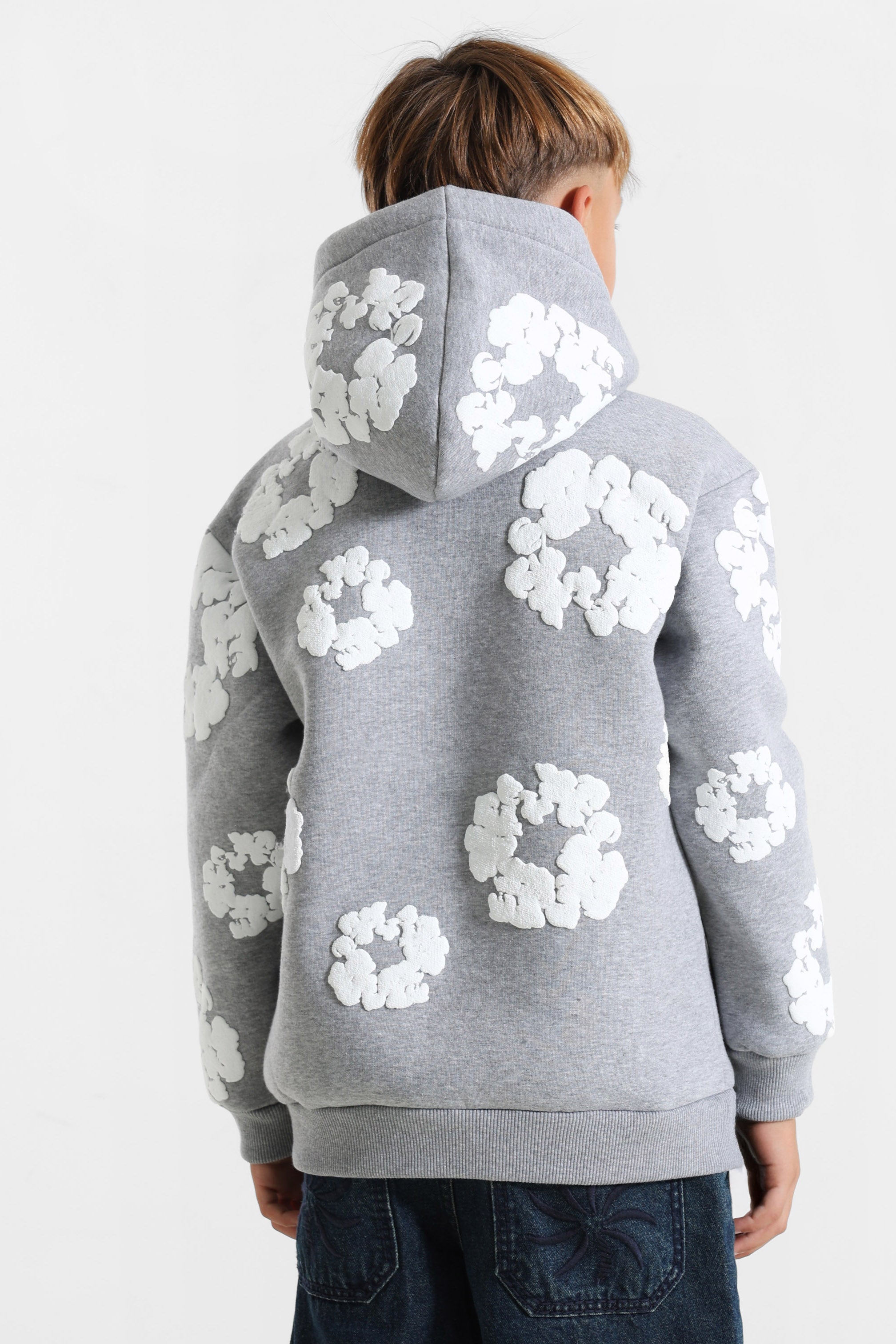 Kapuzensweatshirt - Grey Heather + White