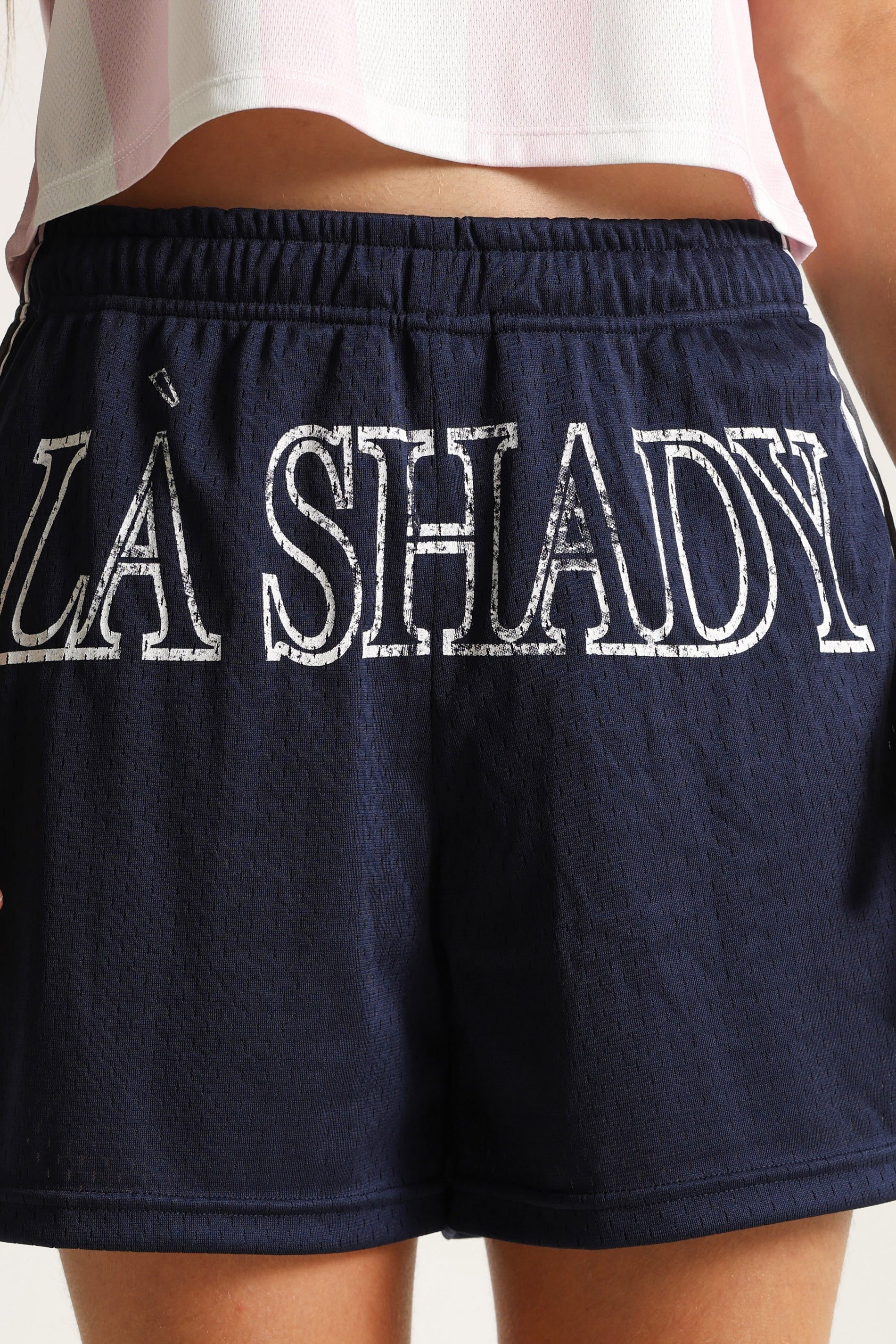 Shorts in mesh - Bleu marine + Bianco