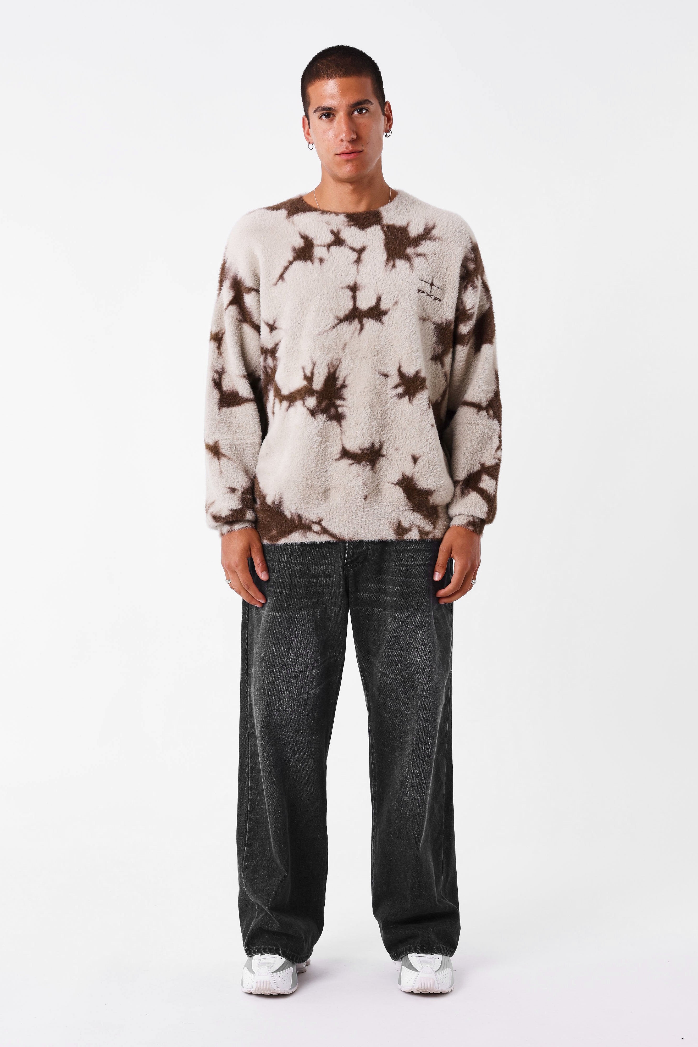 Pull en tricot Hairy - Stone + Brown