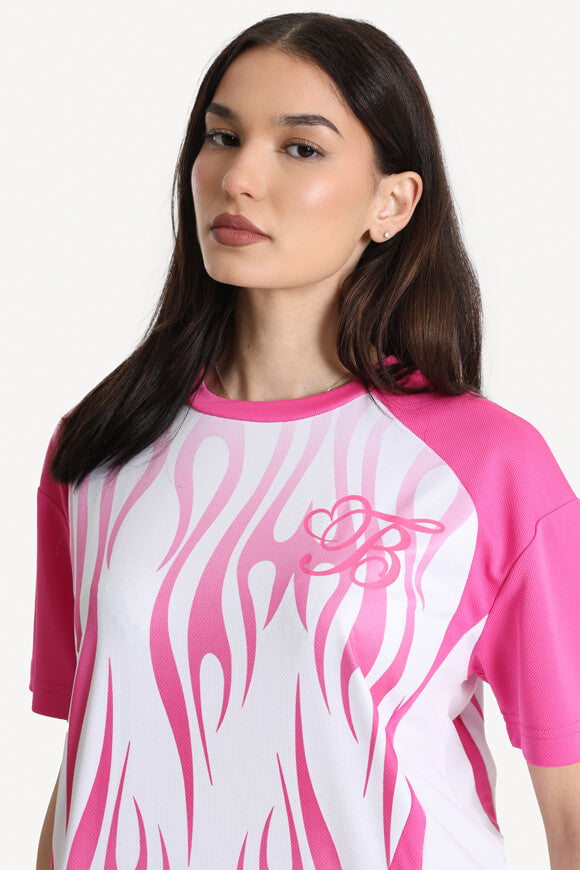 Maglietta oversize in rete - Rosa + Bianco