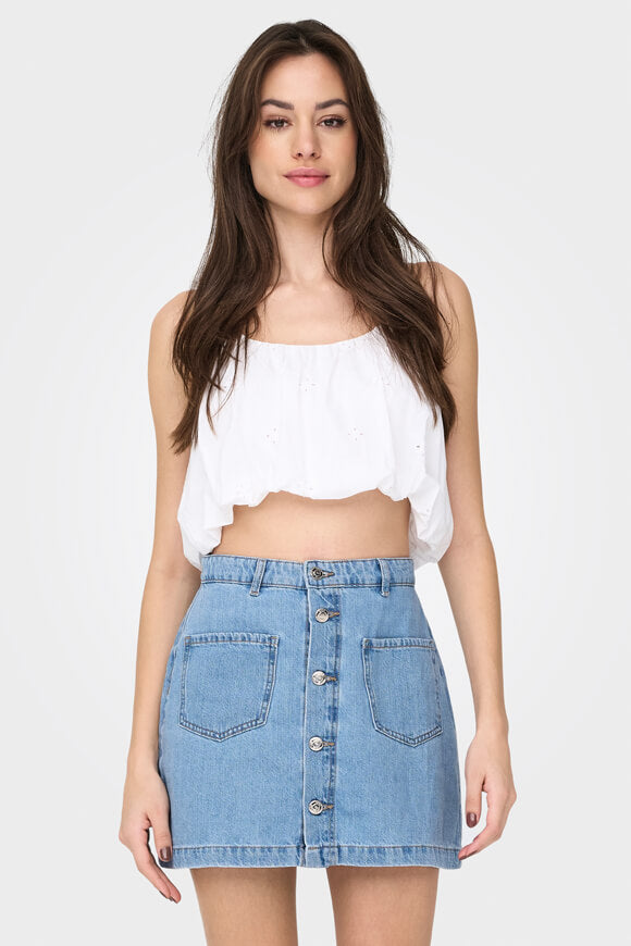 ONLLOU Balloon top with perforated pattern - Bright White