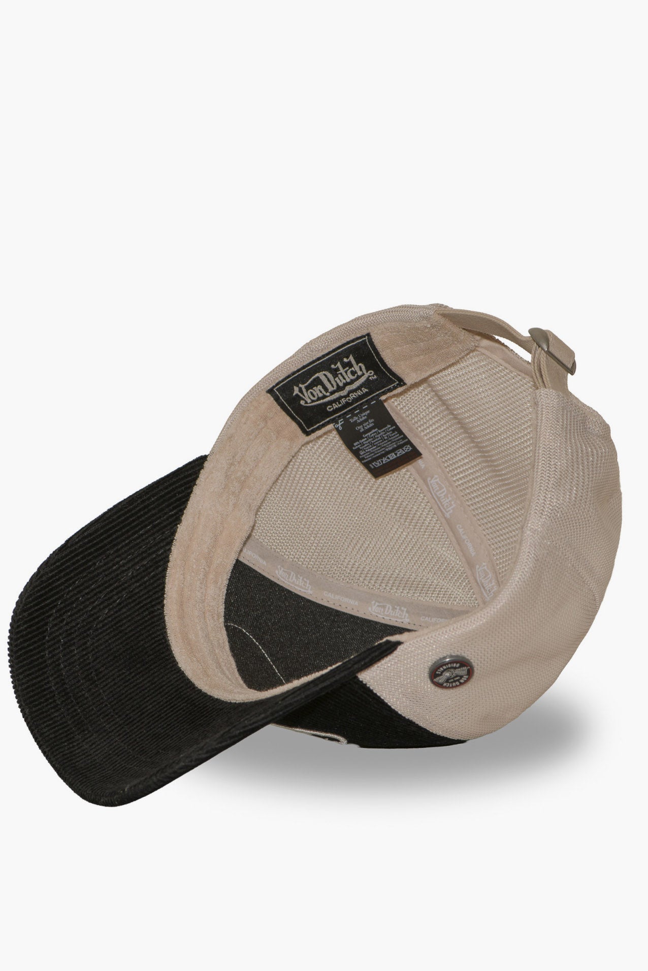Corduroy trucker cap / strapback - Black + Beige