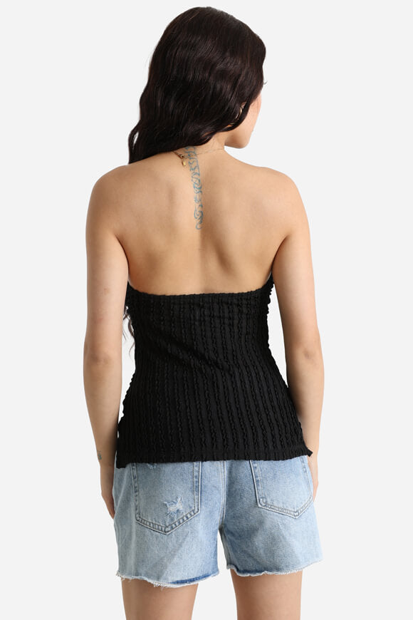 Crop top a fascia strutturato - nero