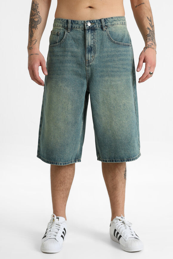 Jeansshorts - Blau + Grün