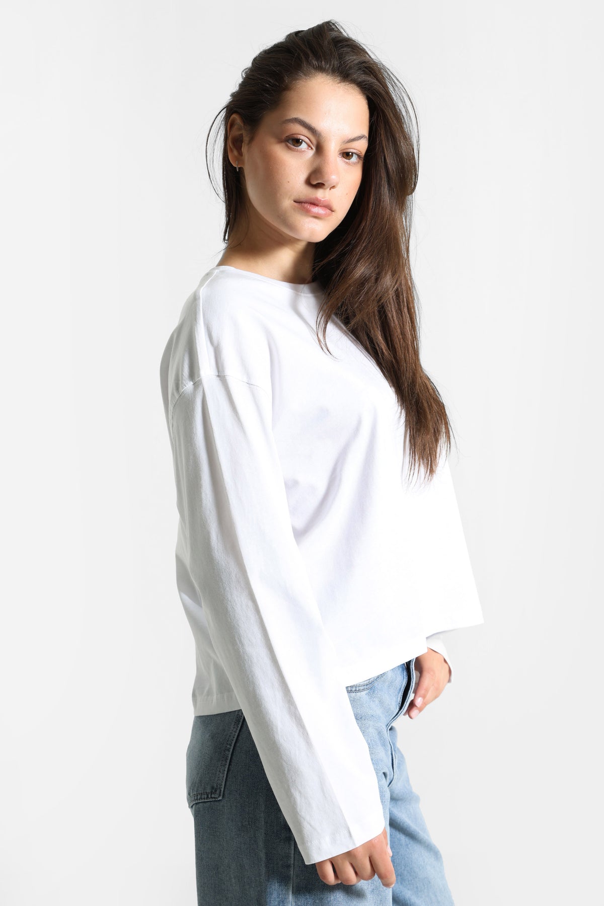 Loose long-sleeve shirt - White