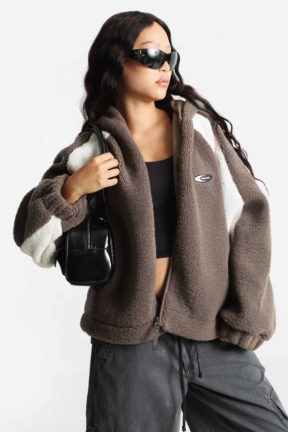 Oversize Teddy Jacke - Taupe