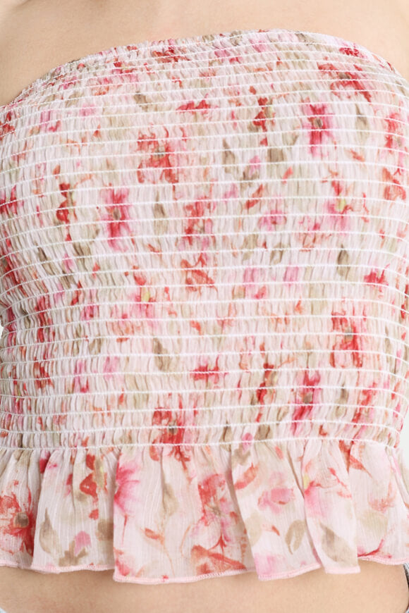 Gesmoktes Bandeau Crop Top - Pink