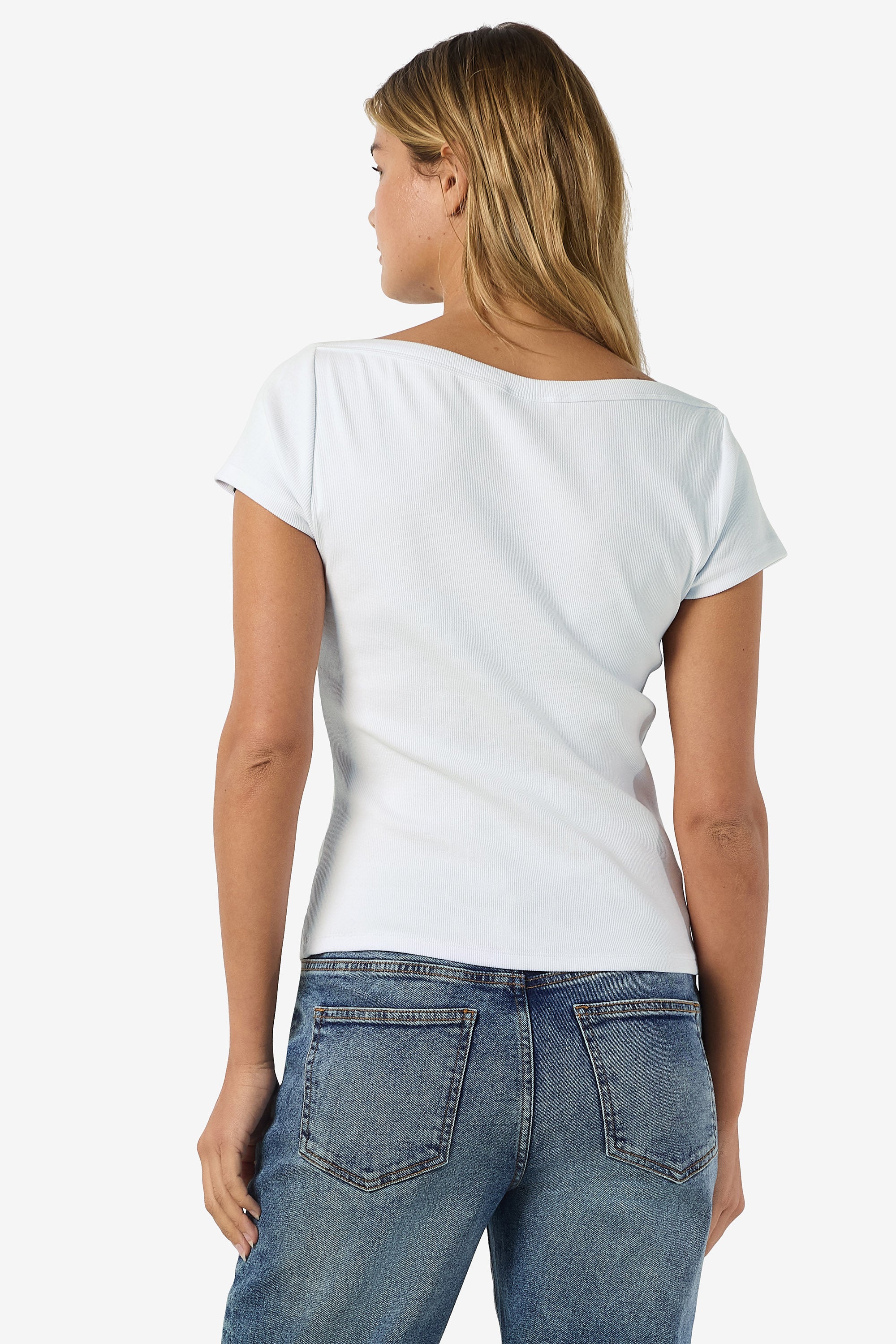 NMMAYA geripptes T-Shirt - Bright White