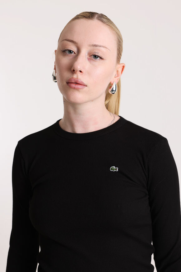 Geripptes Langarmshirt - Black