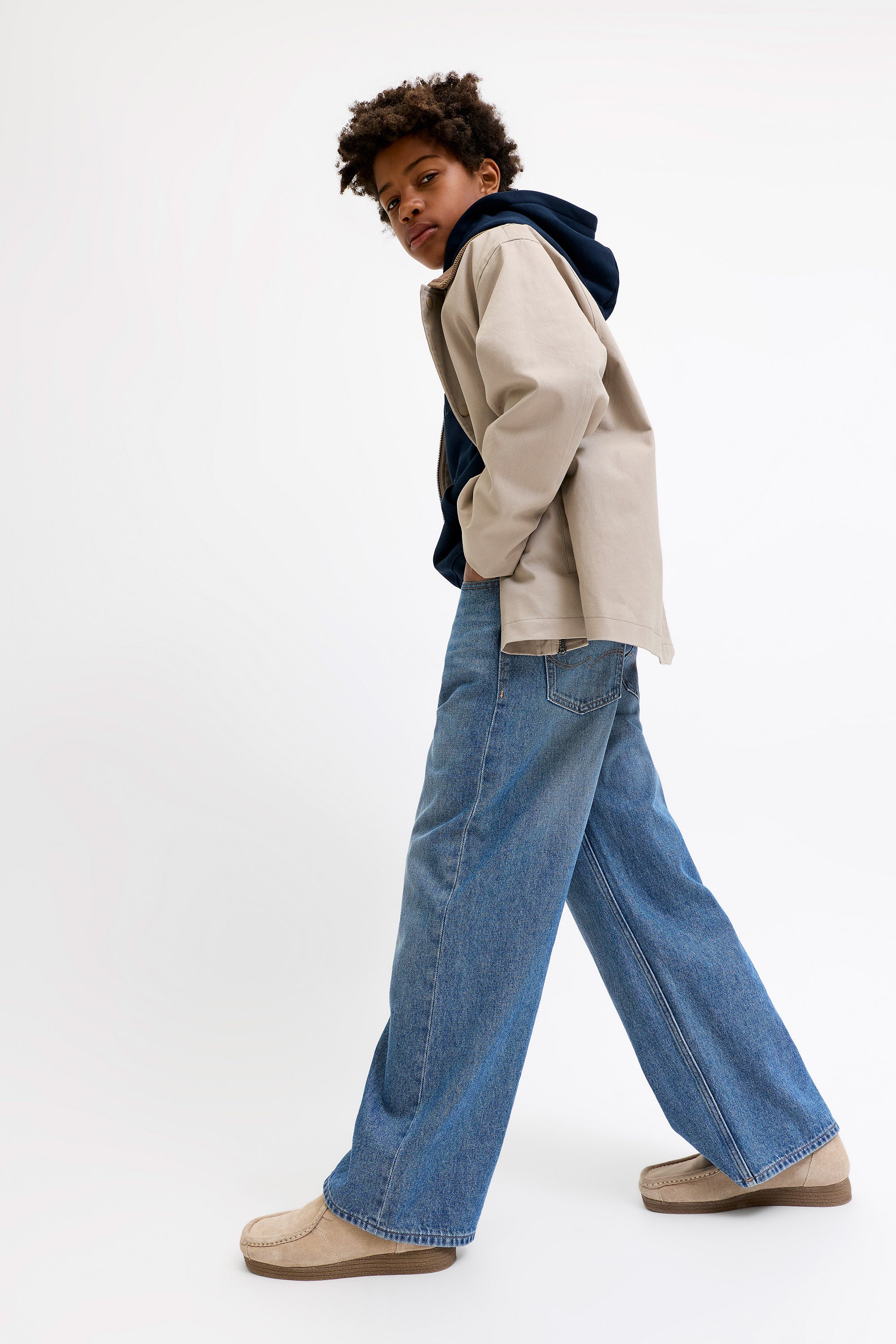 JJIDAVE Wide Fit Jeans - Blue Denim