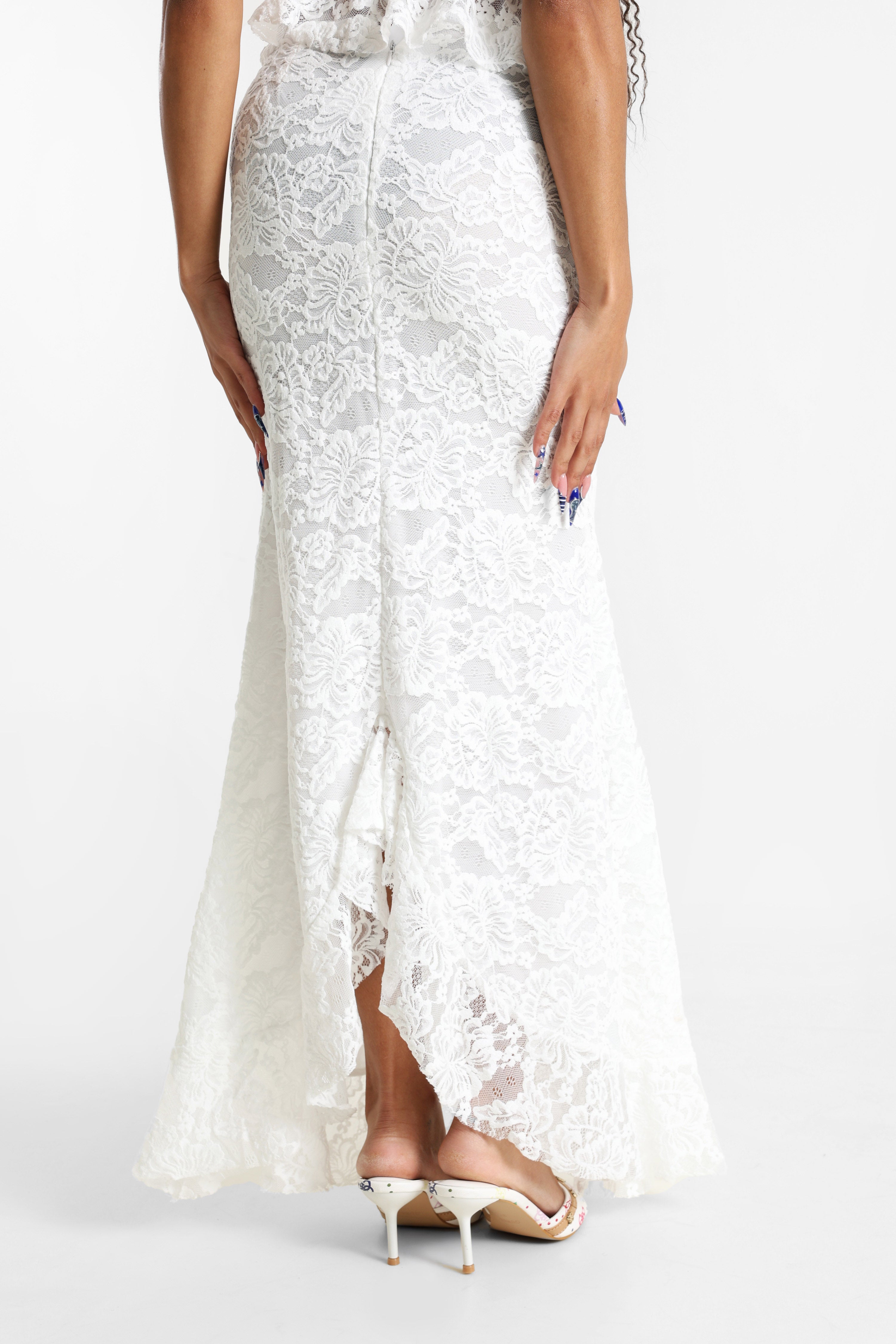Maxi Spitzenrock - White