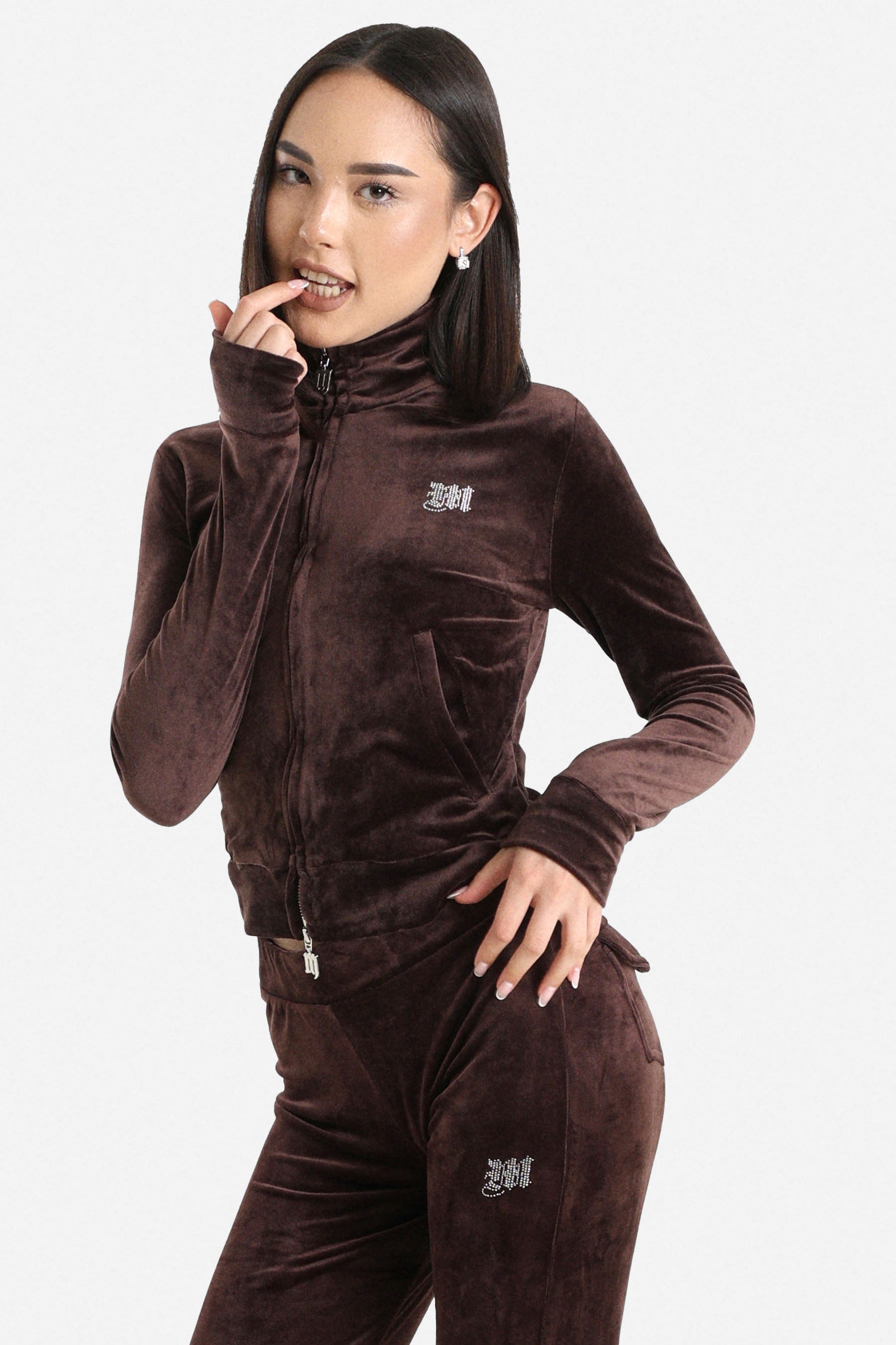 Samt Crop Jacke - Dunkelbraun
