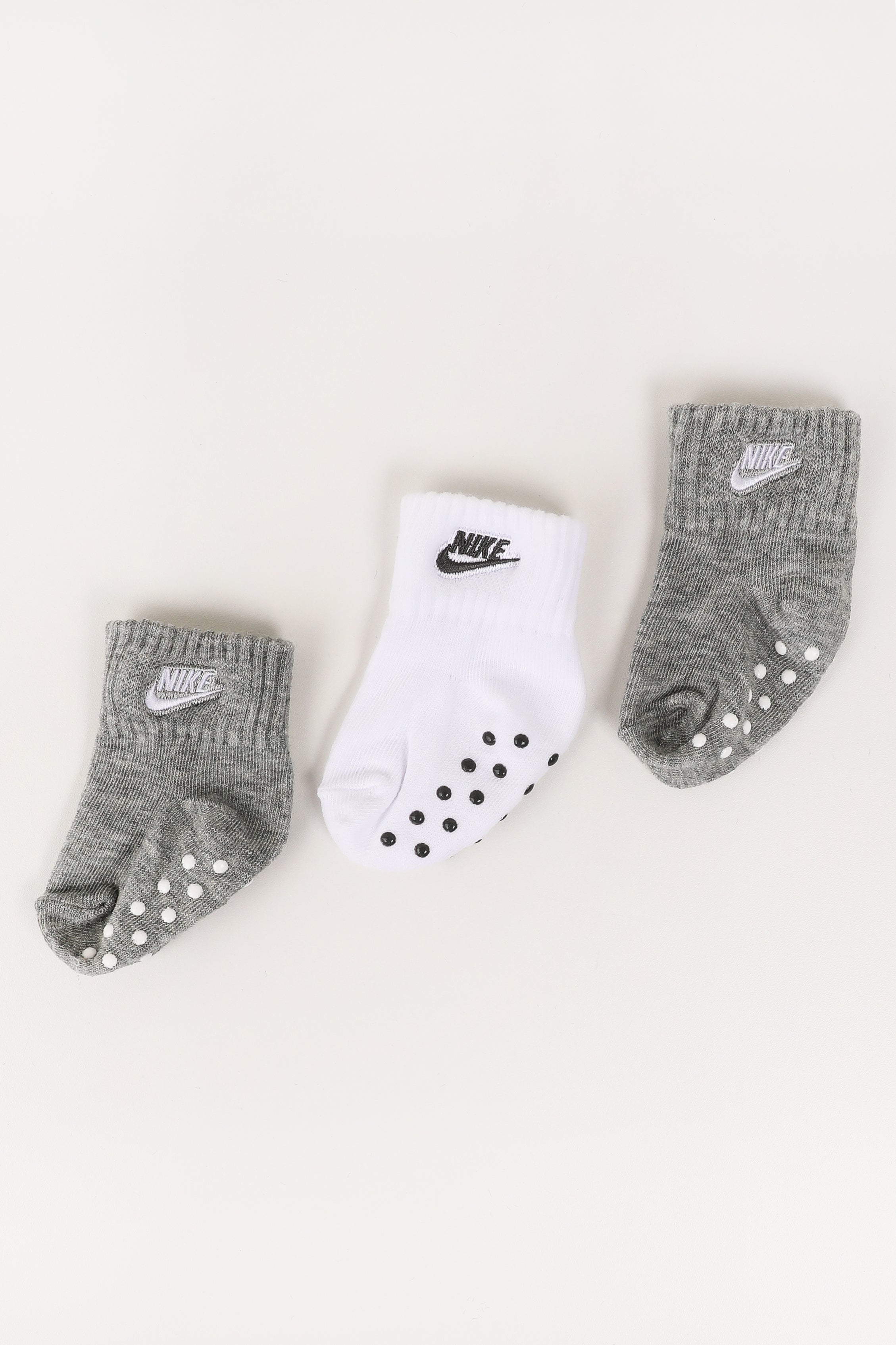 Lot de 3 paires de chaussettes antidérapantes bébé - Grey Heather + White