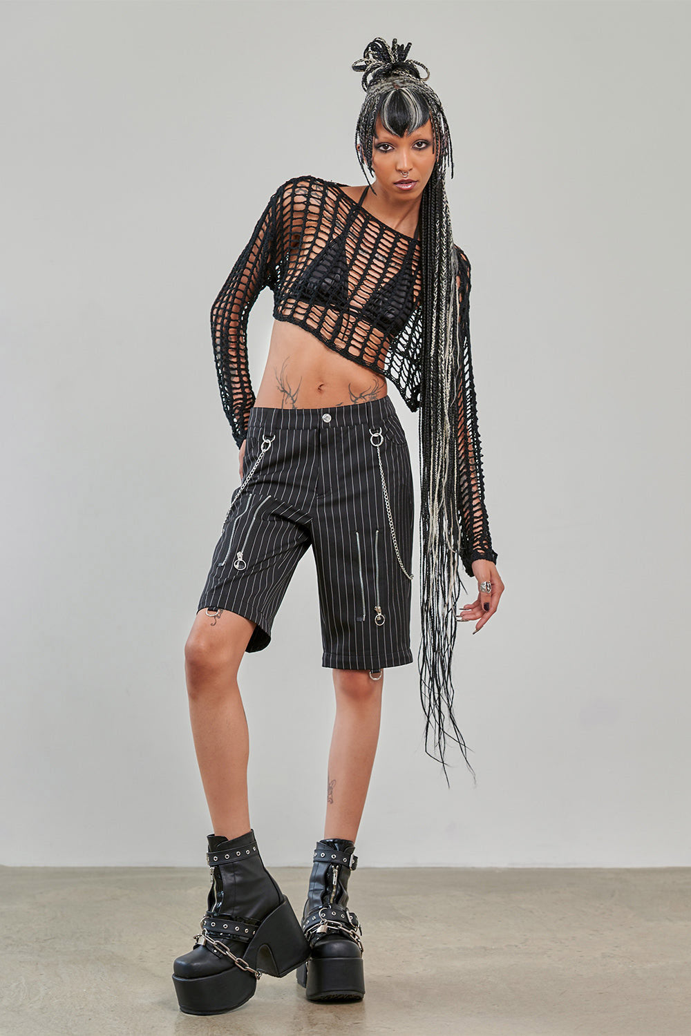 Chain Reaction Flare-Hose / Shorts - Black + White