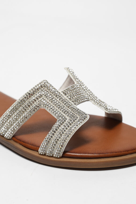 Pantoletten mit Strass - White