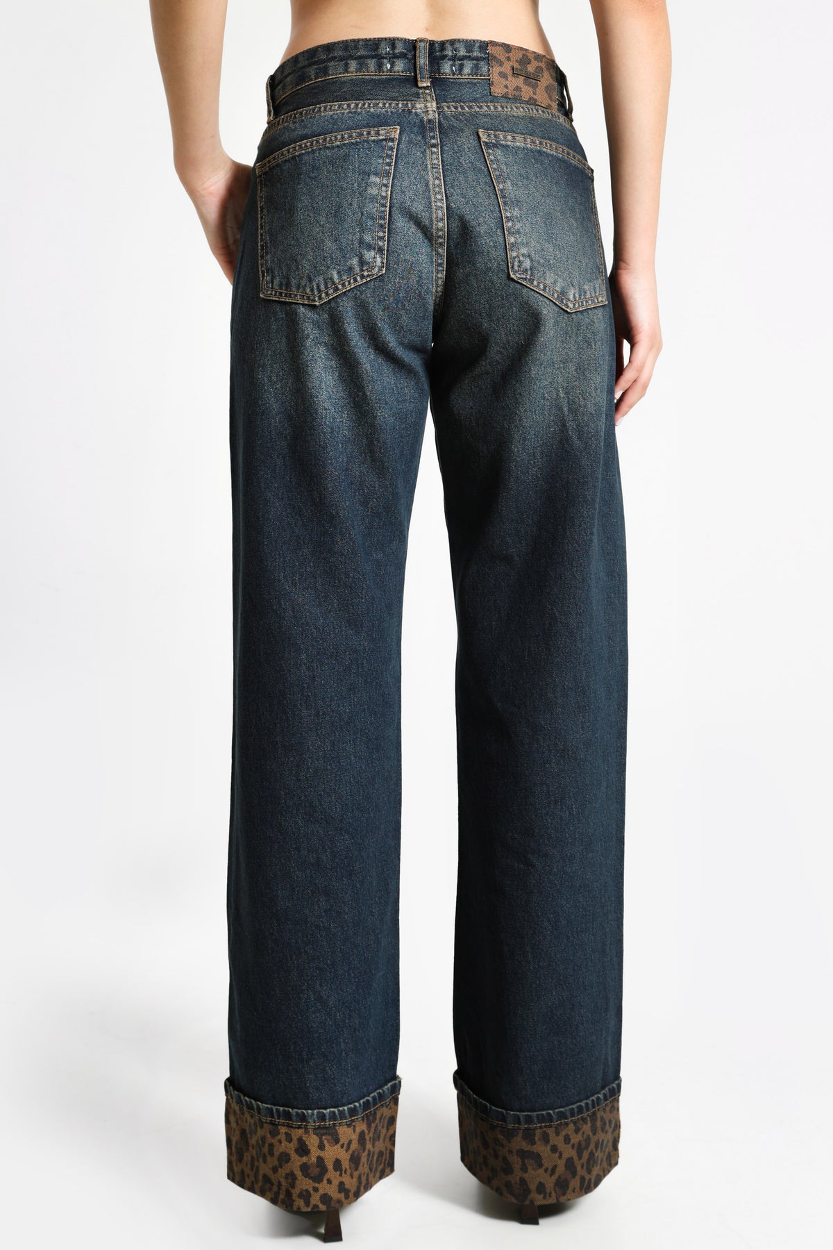 Straight Fit Jeans - Dark Blue Denim + Leo