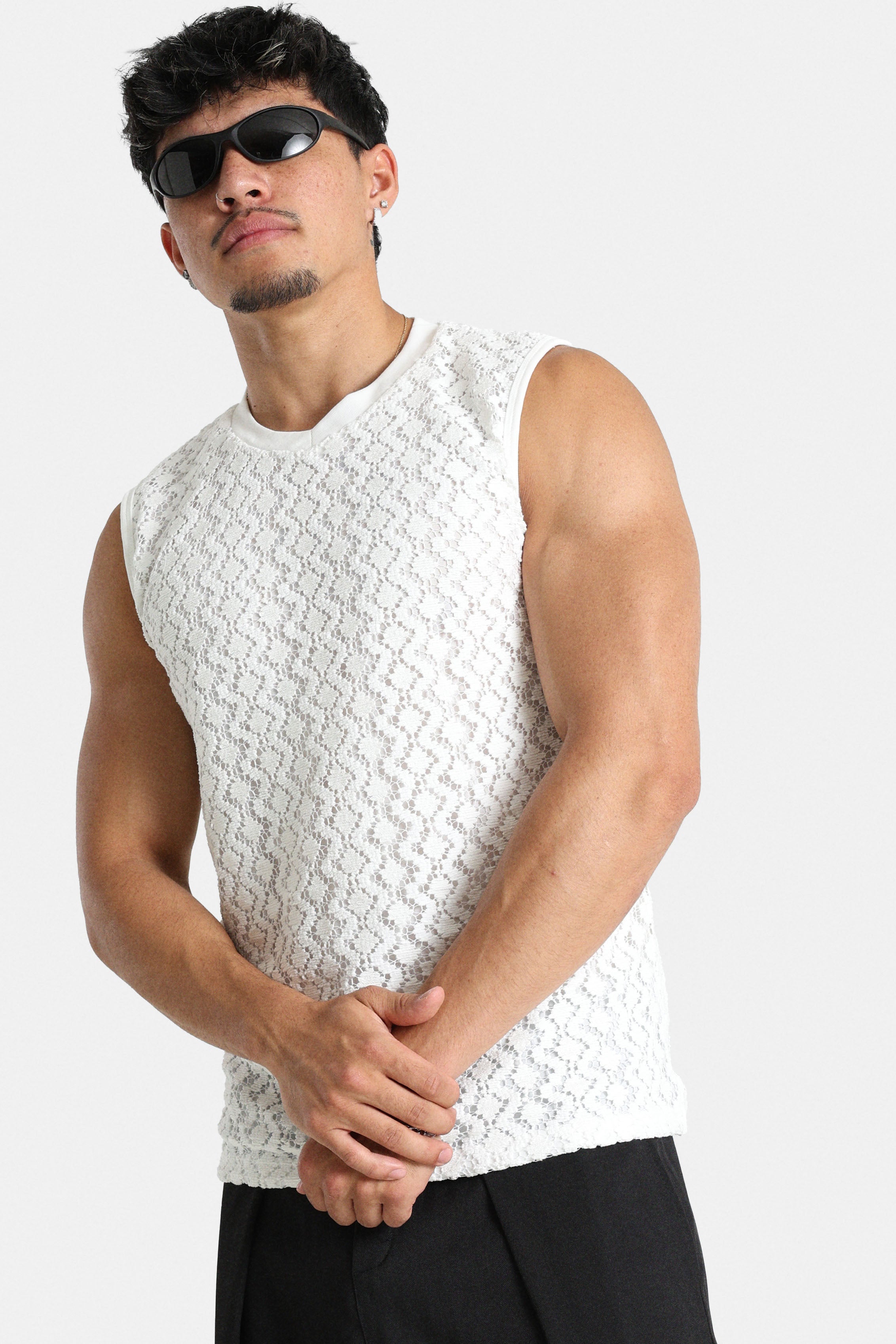 Strukturiertes Tanktop - White