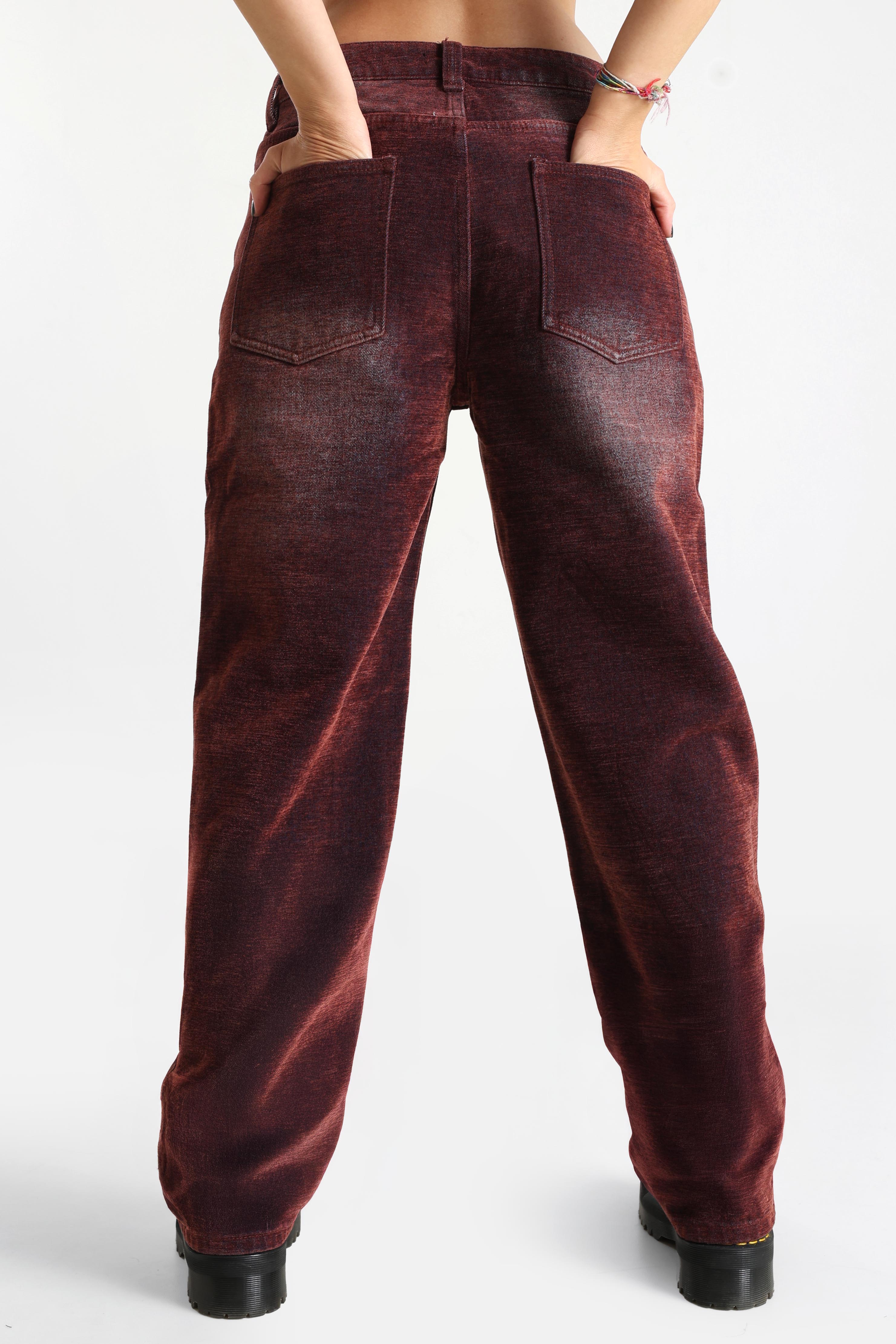 Jeans in velluto baggy fit - Bordeaux