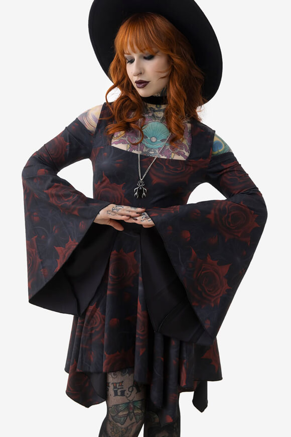 Blood Rose Minikleid - Black + Red