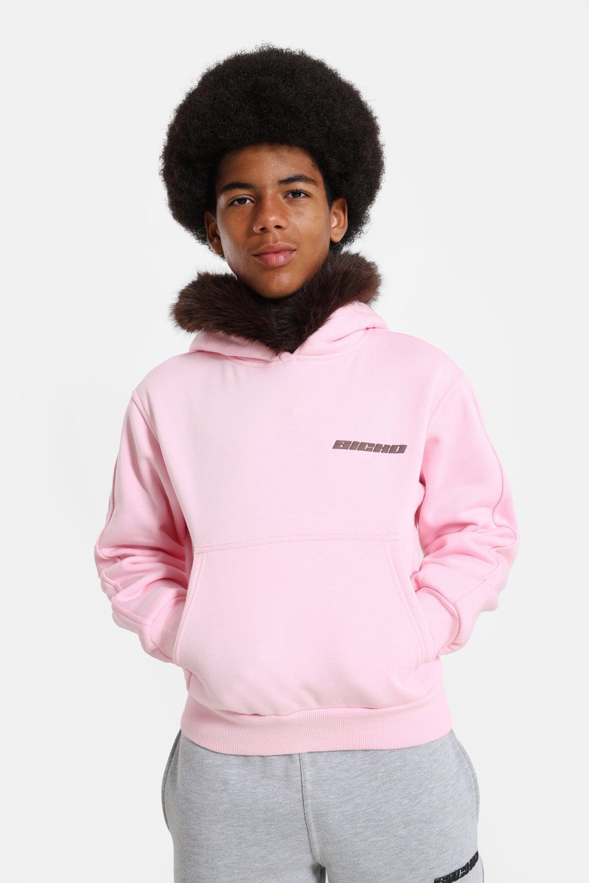 Kapuzensweatshirt - Pink + Braun