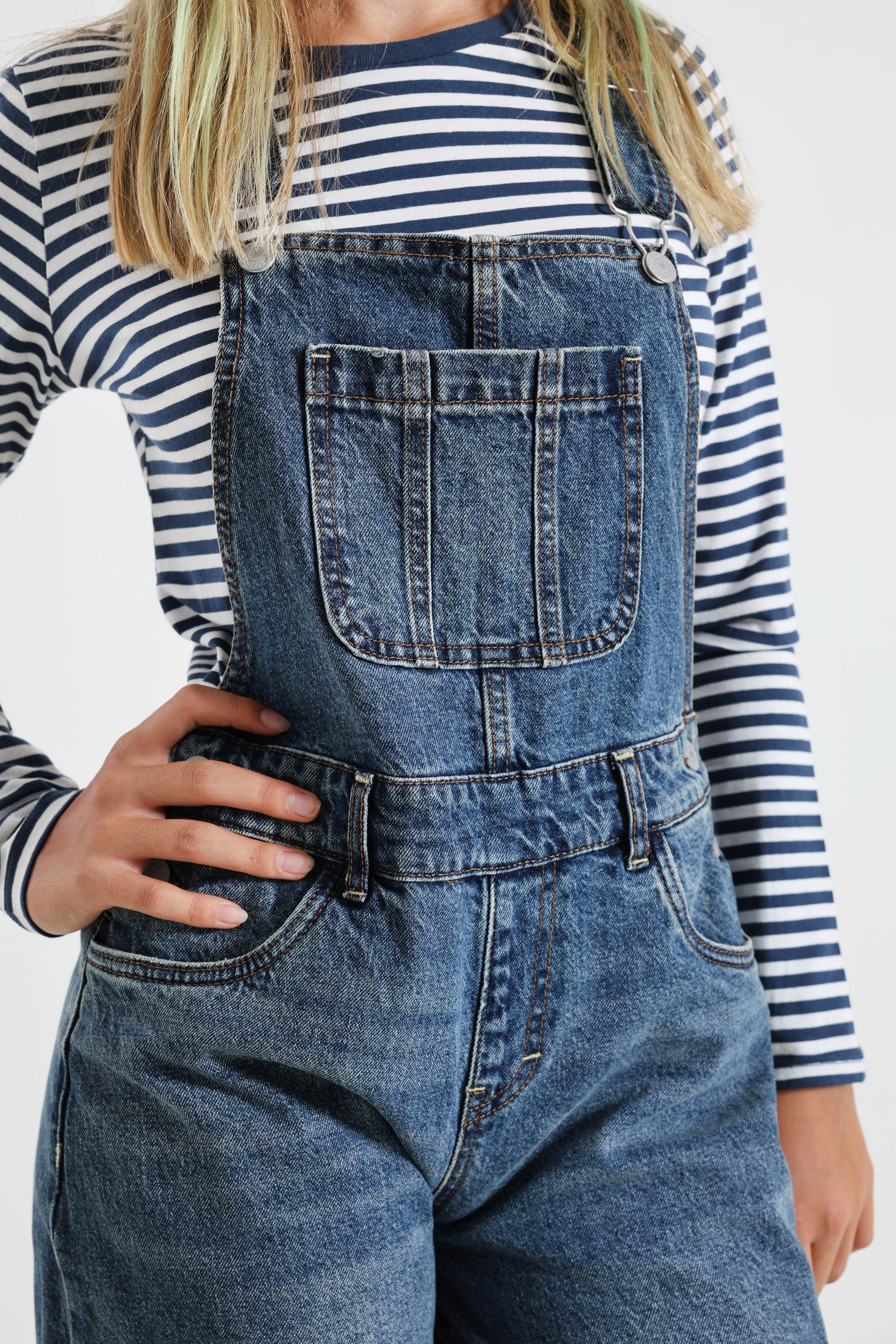 Baggy Barrel Fit Jeans Latzhose - Sunday Morning Sky