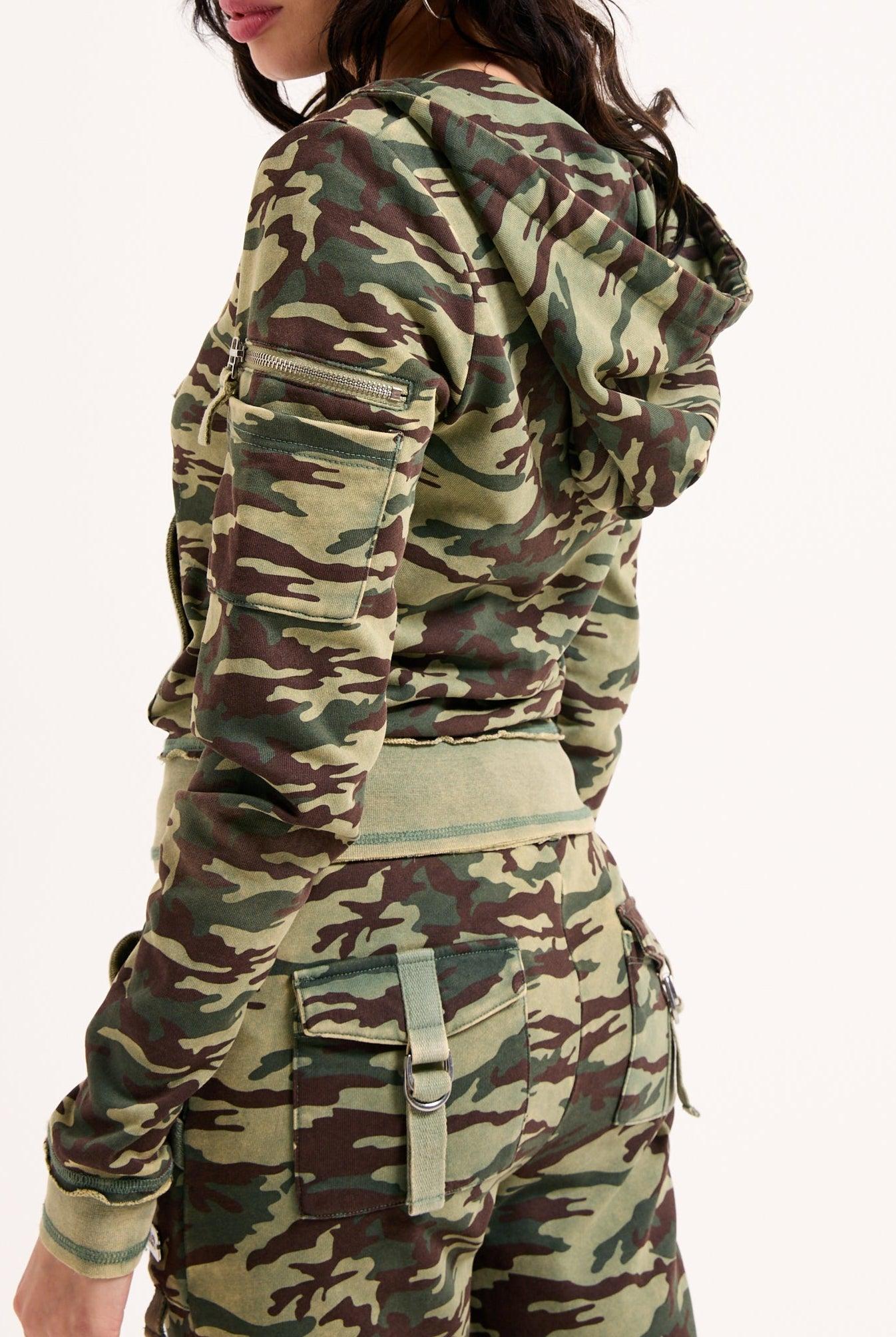Badwater Kapuzensweatjacke - Green Camo