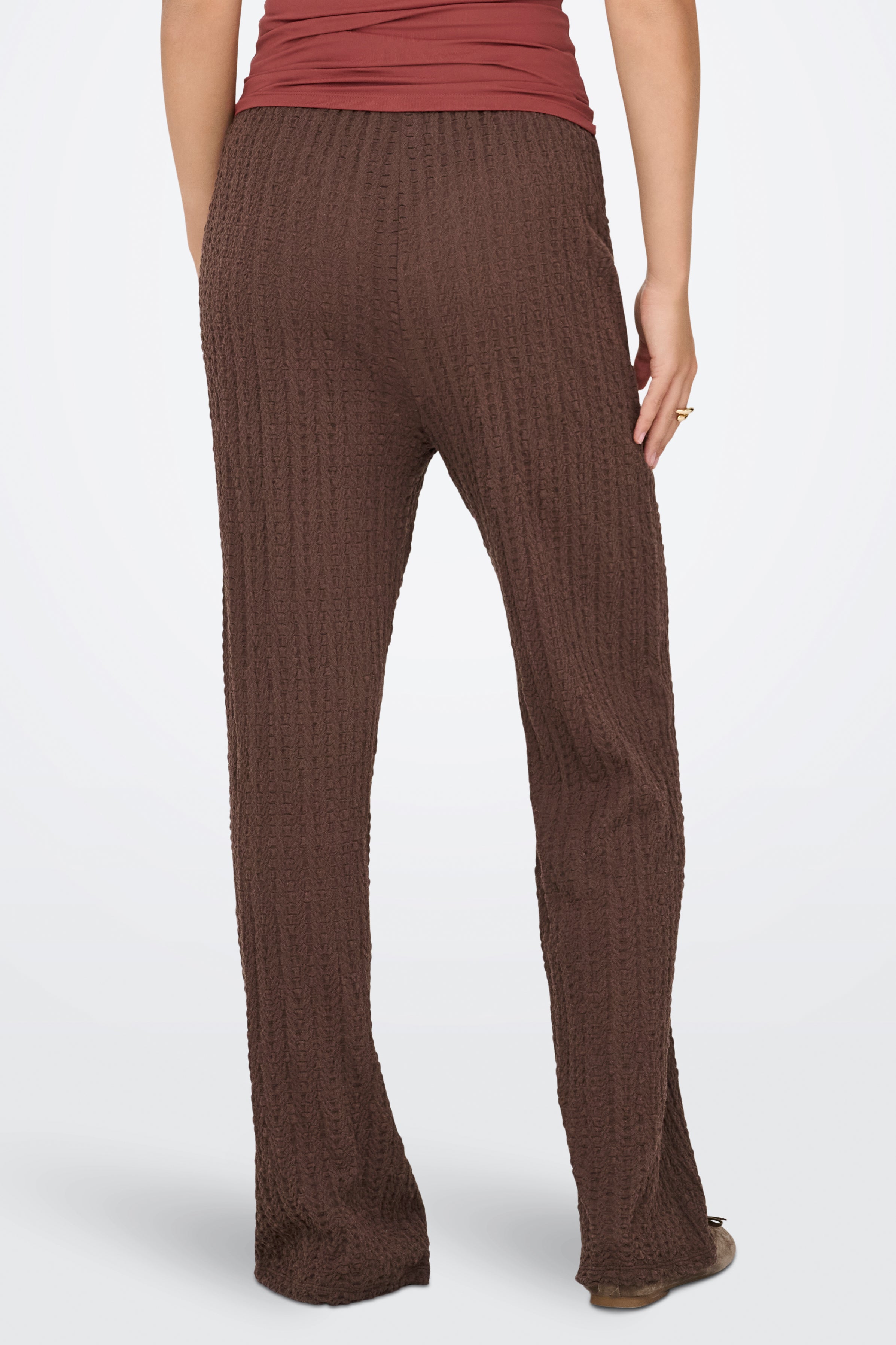 ONLELLA Strukturierte Wide Leg Hose - Chocolate Martini