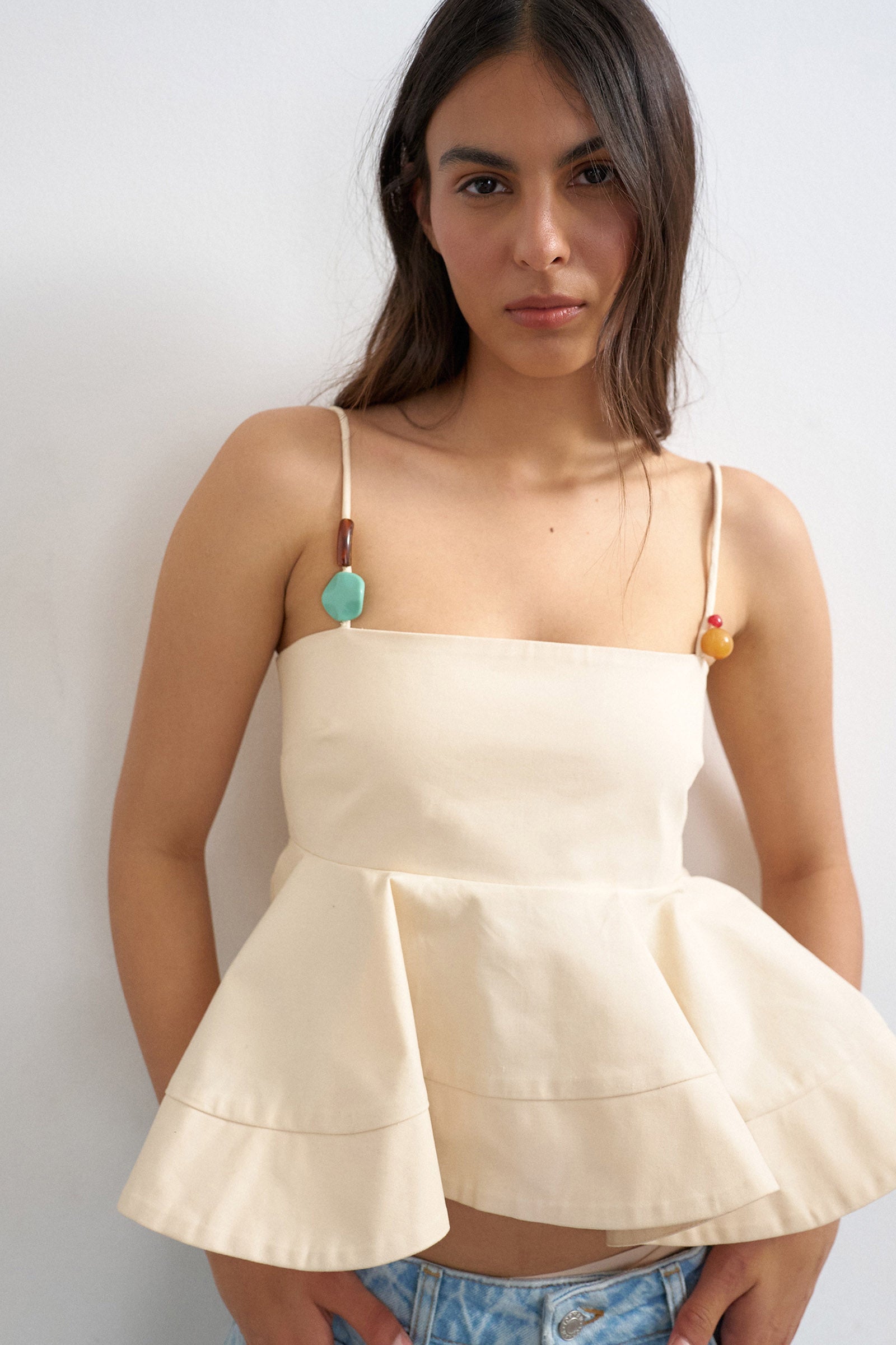 TSMINA Crop Trägertop  - Beige
