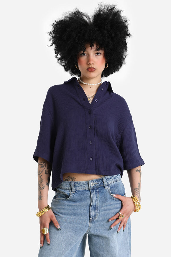 Camicia in mussola - blu navy