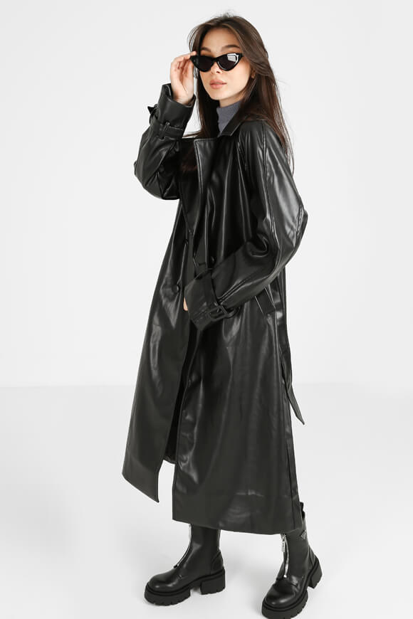 Trenchcoat en similicuir - Noir