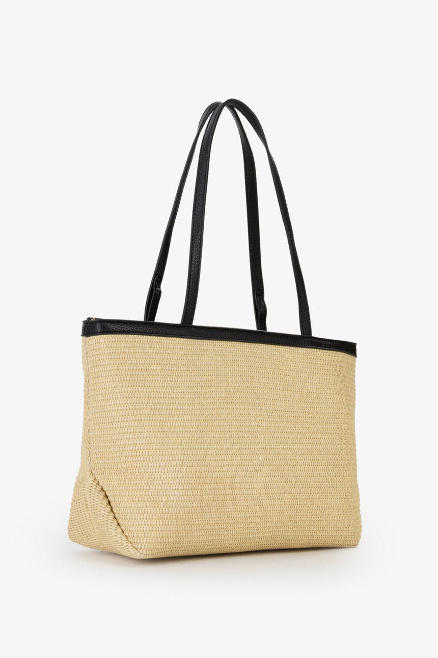 Maiam Stroh Shopper - Natural + Black