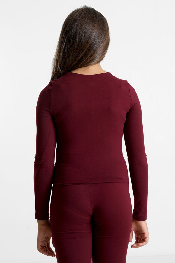 Crop Langarmshirt - Bordeaux