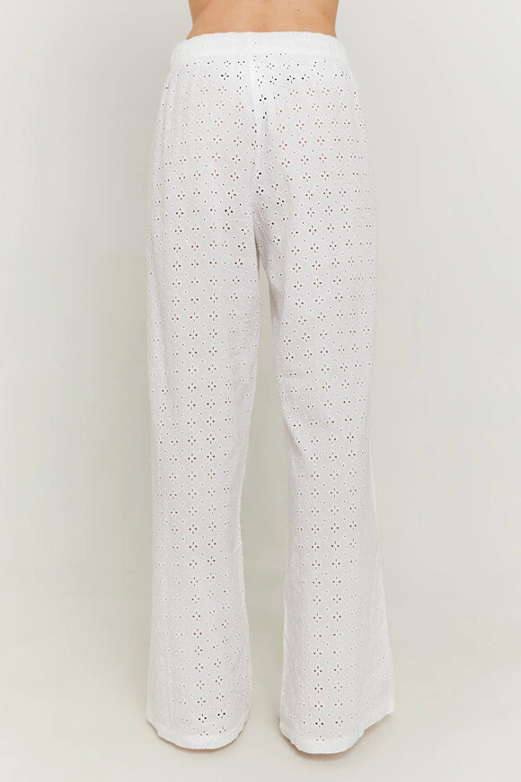 Pantaloni in tessuto con motivo traforato - Bianco