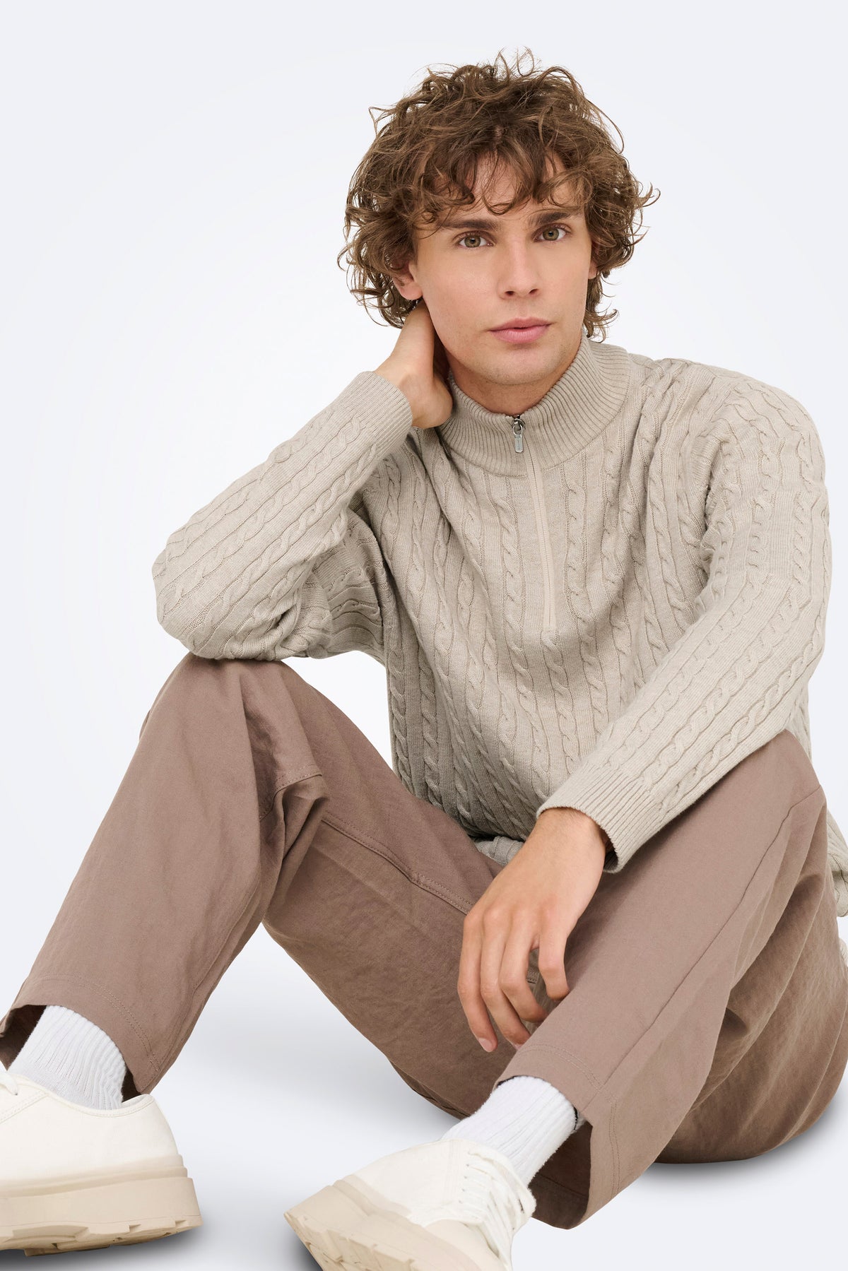 ONSLOUI knitted sweater - Oatmeal Heather