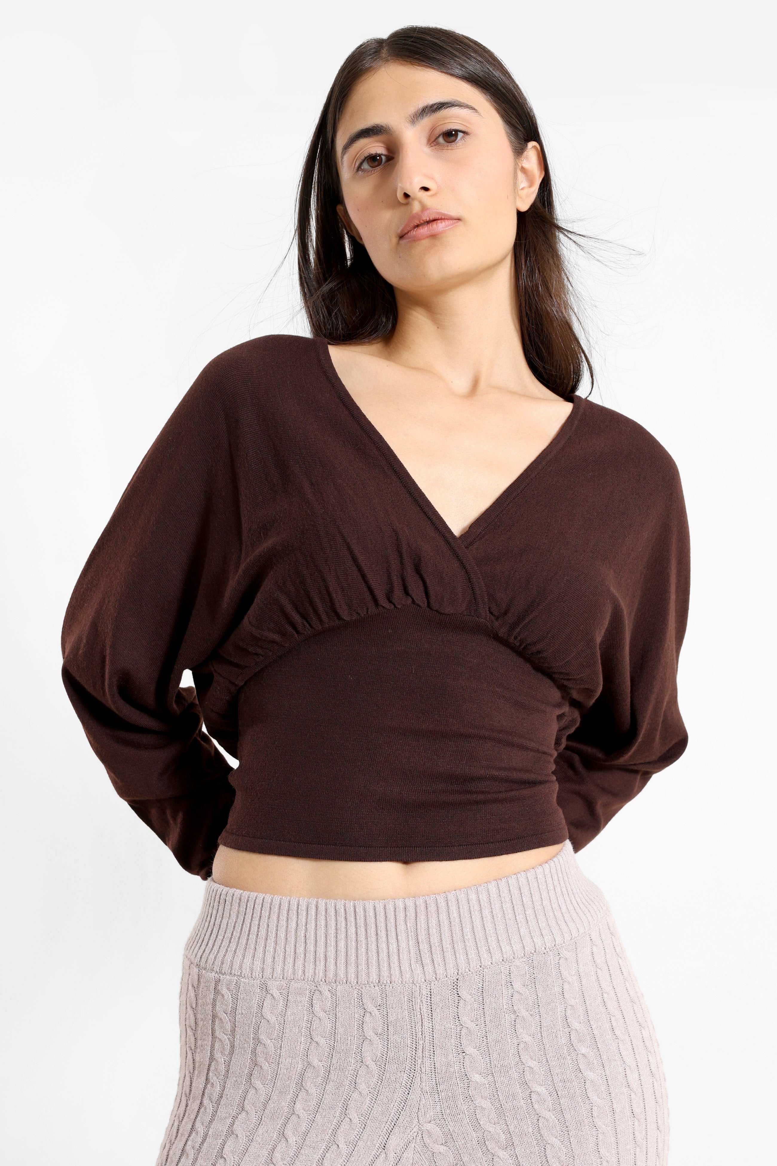 Fine knit jumper - Brun foncé