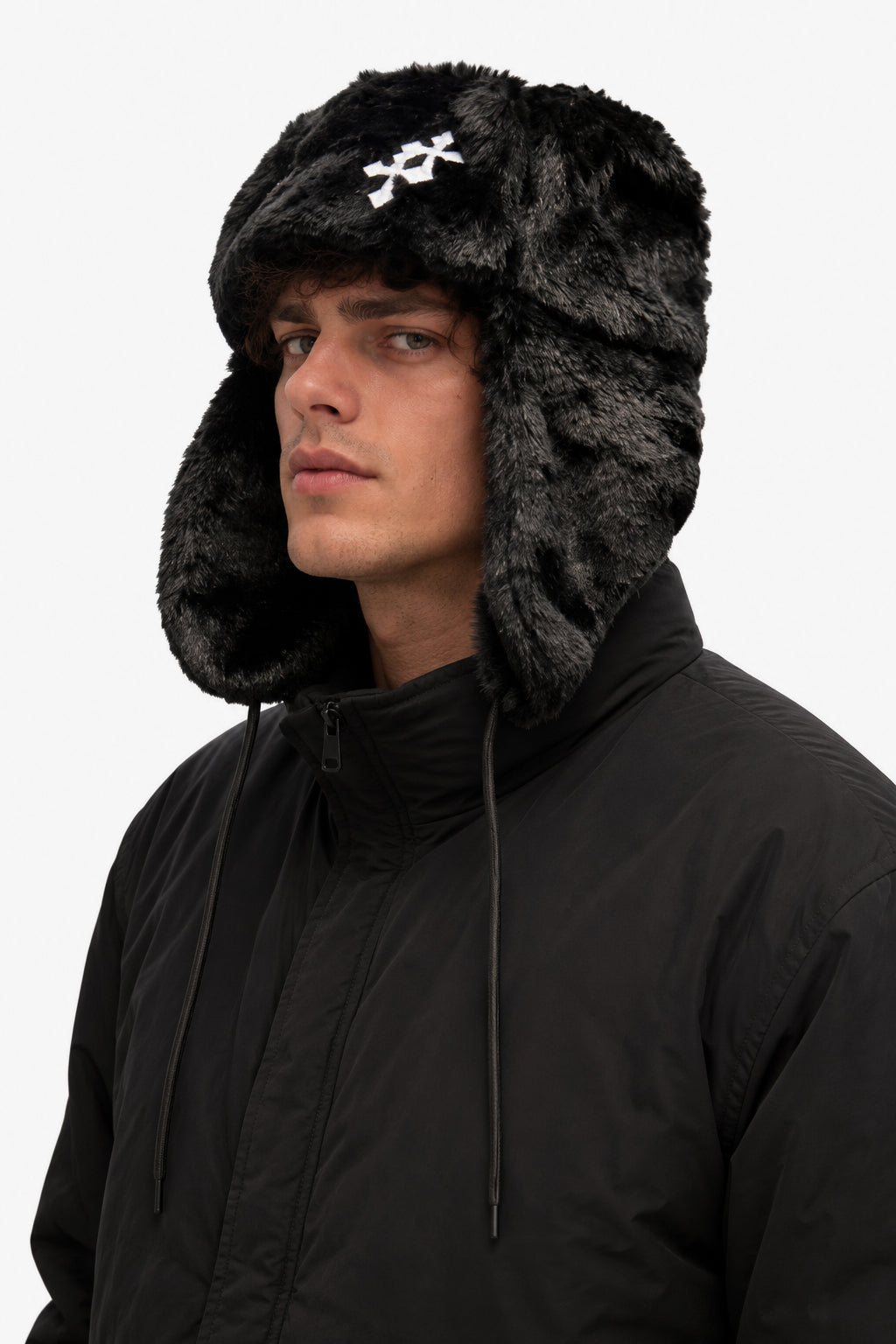 Trapper-Kunstpelz-Beanie - Black