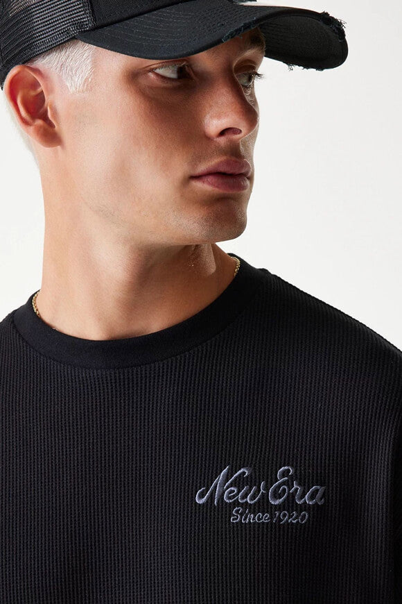 Oversized T-shirt with waffle texture - Black