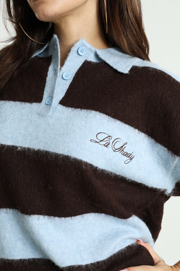 Pull oversize en tricot - bleu clair + marron foncé