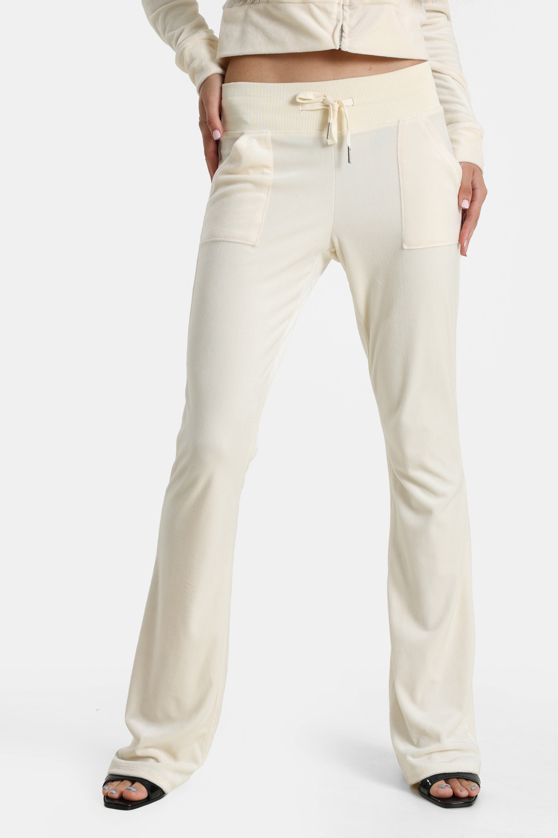 Pantalone flare in velluto - Beige clair