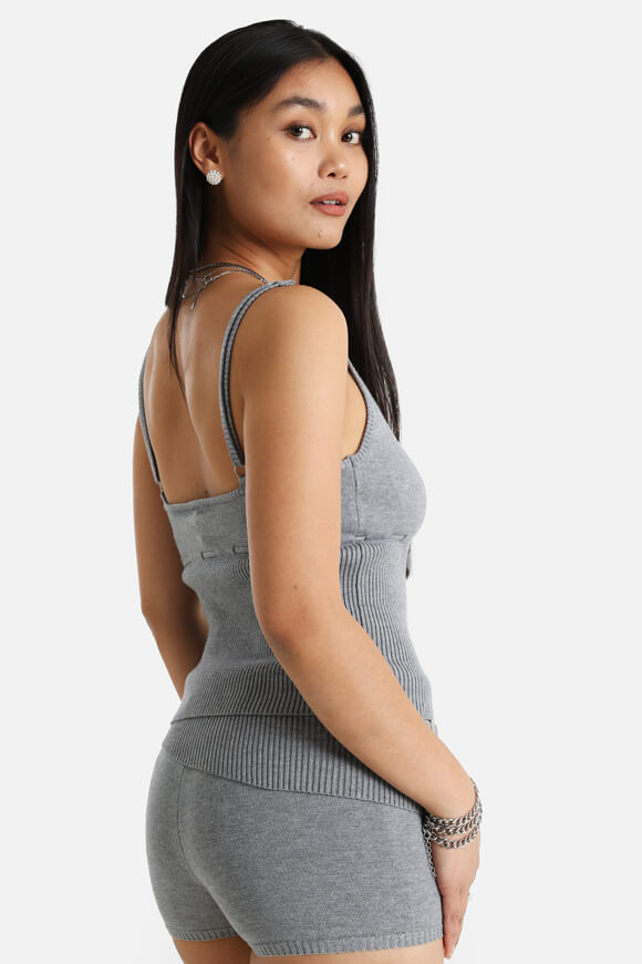 Strick Crop Trägertop - Grau meliert