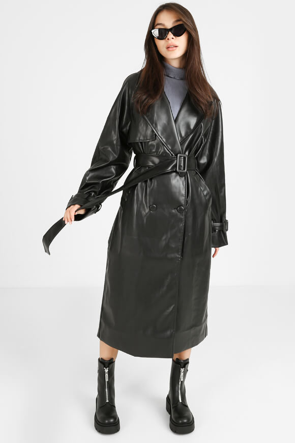 Trenchcoat en similicuir - Noir
