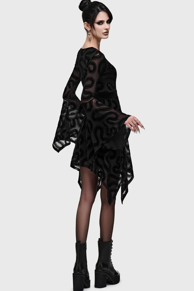Serpentes mini abito in mesh - Black