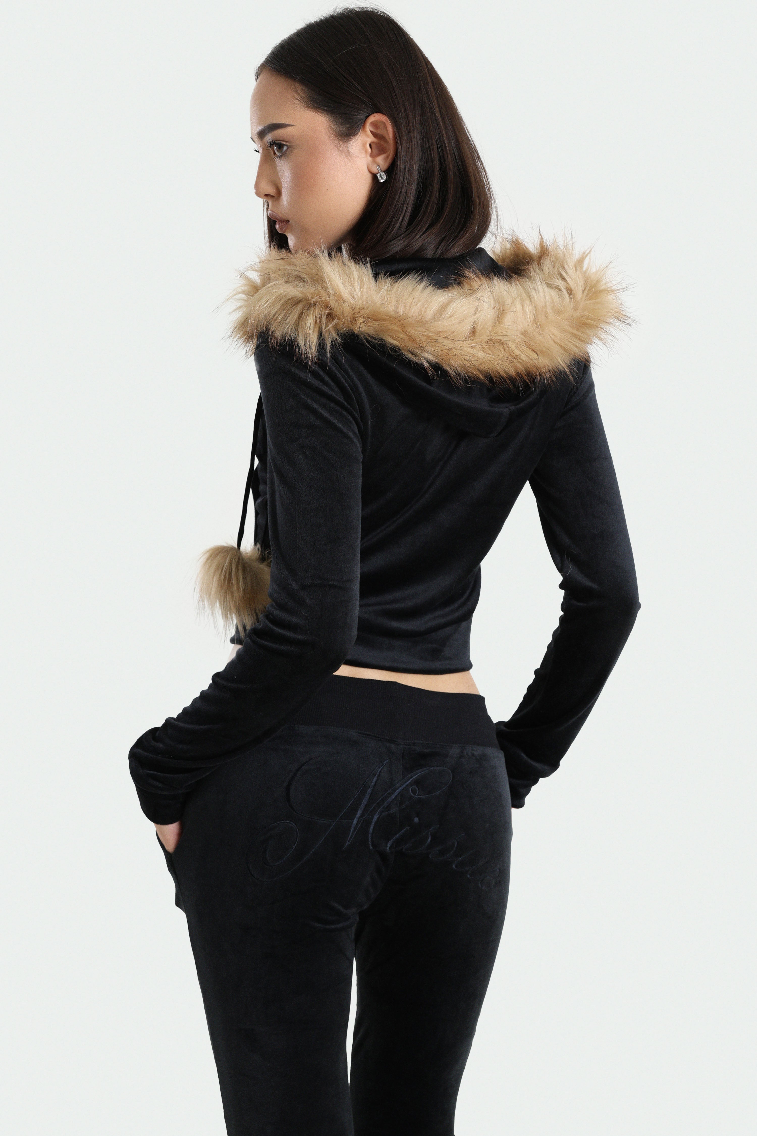 Veste courte en velours - Noir