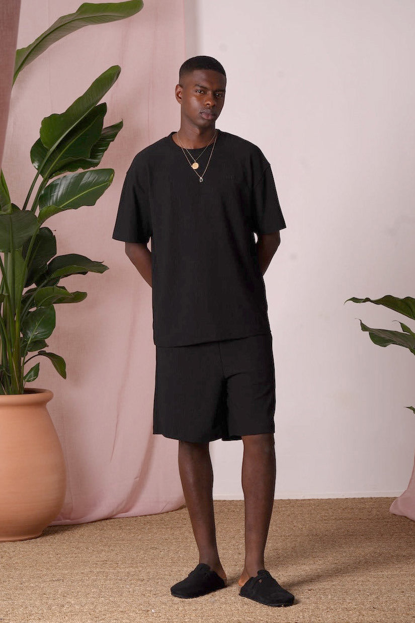 Short en tissu structuré - Black
