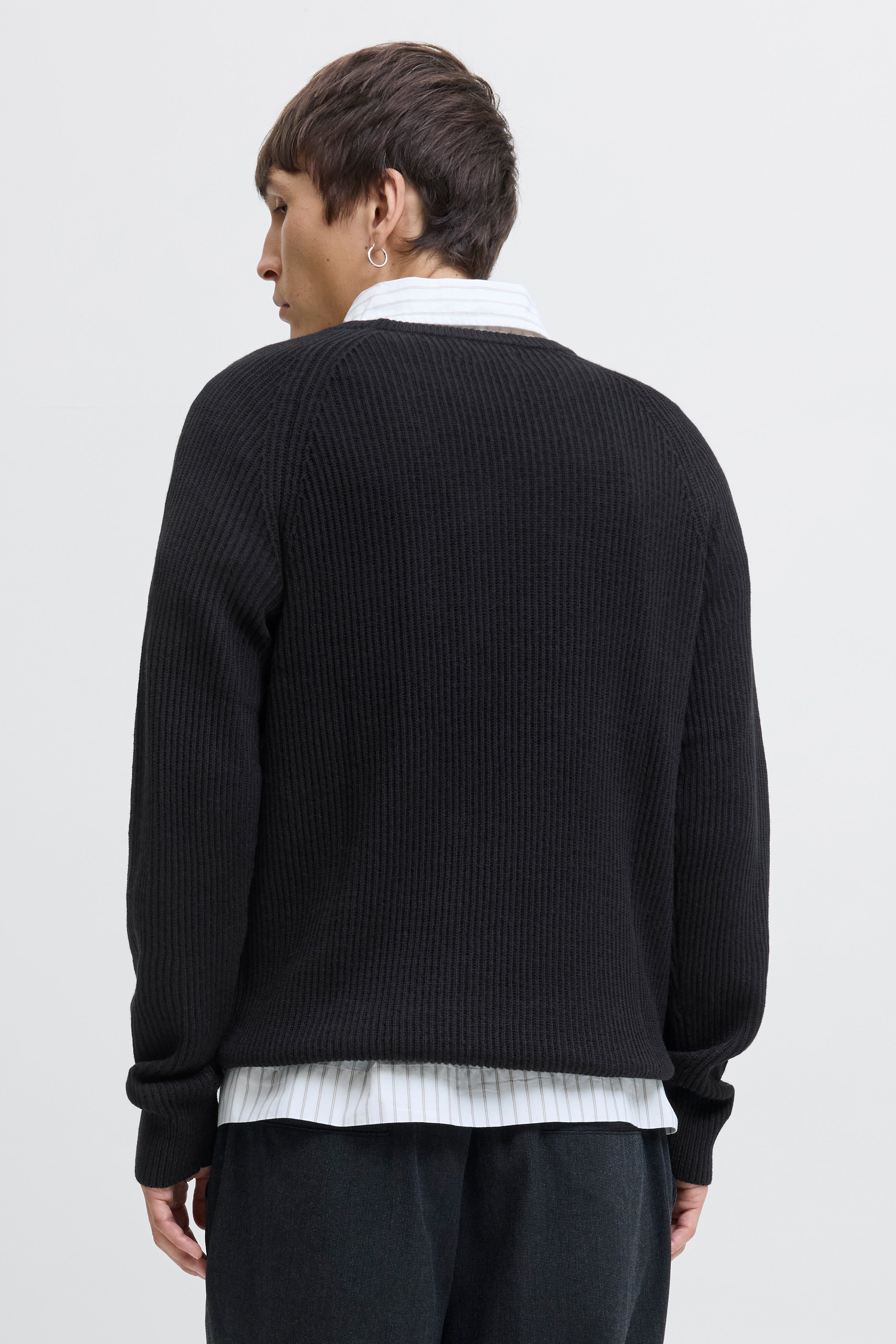 JJPANNEL pull en tricot côtelé - Black