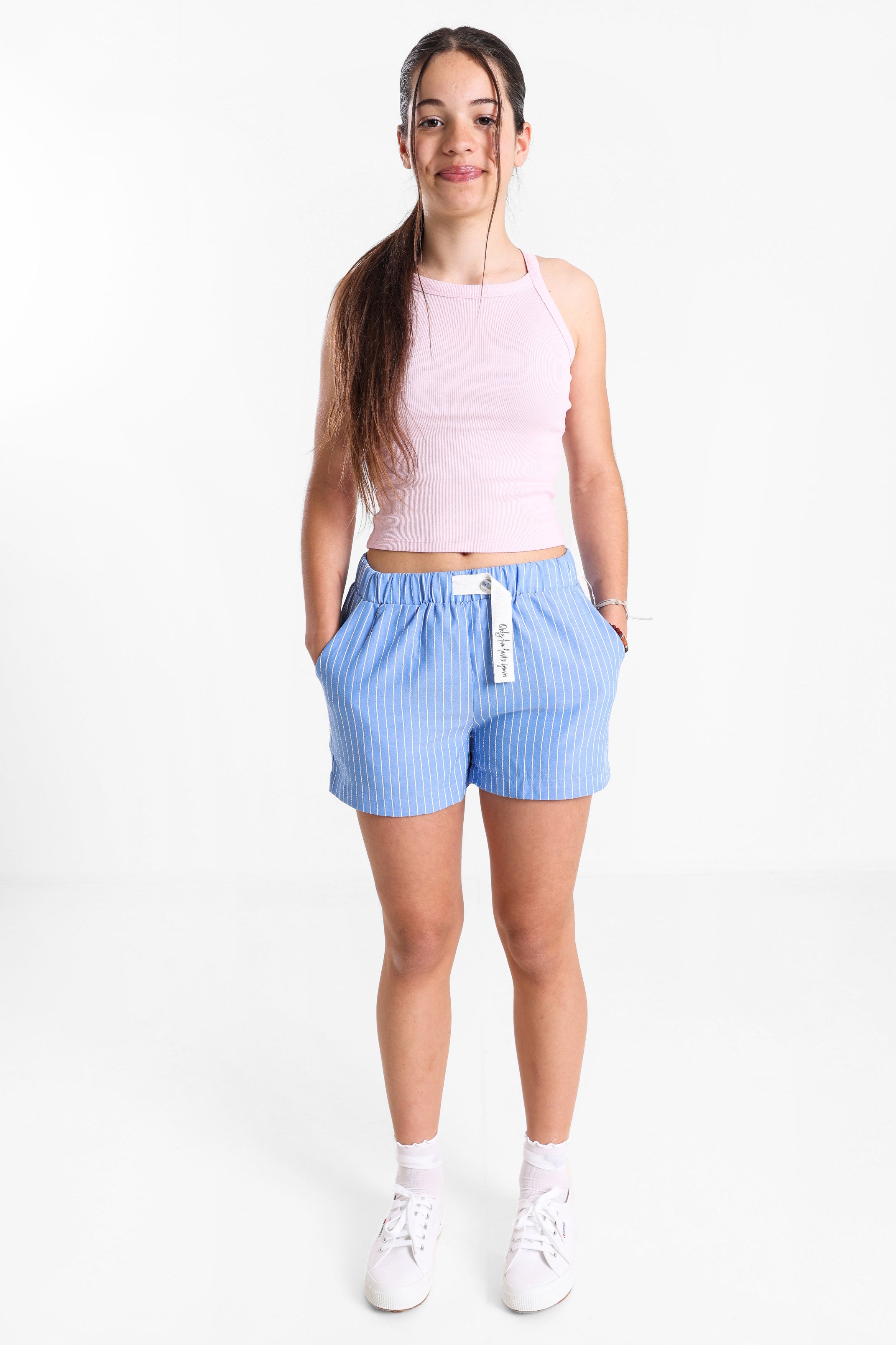 Geripptes Crop Top - Hell Pink
