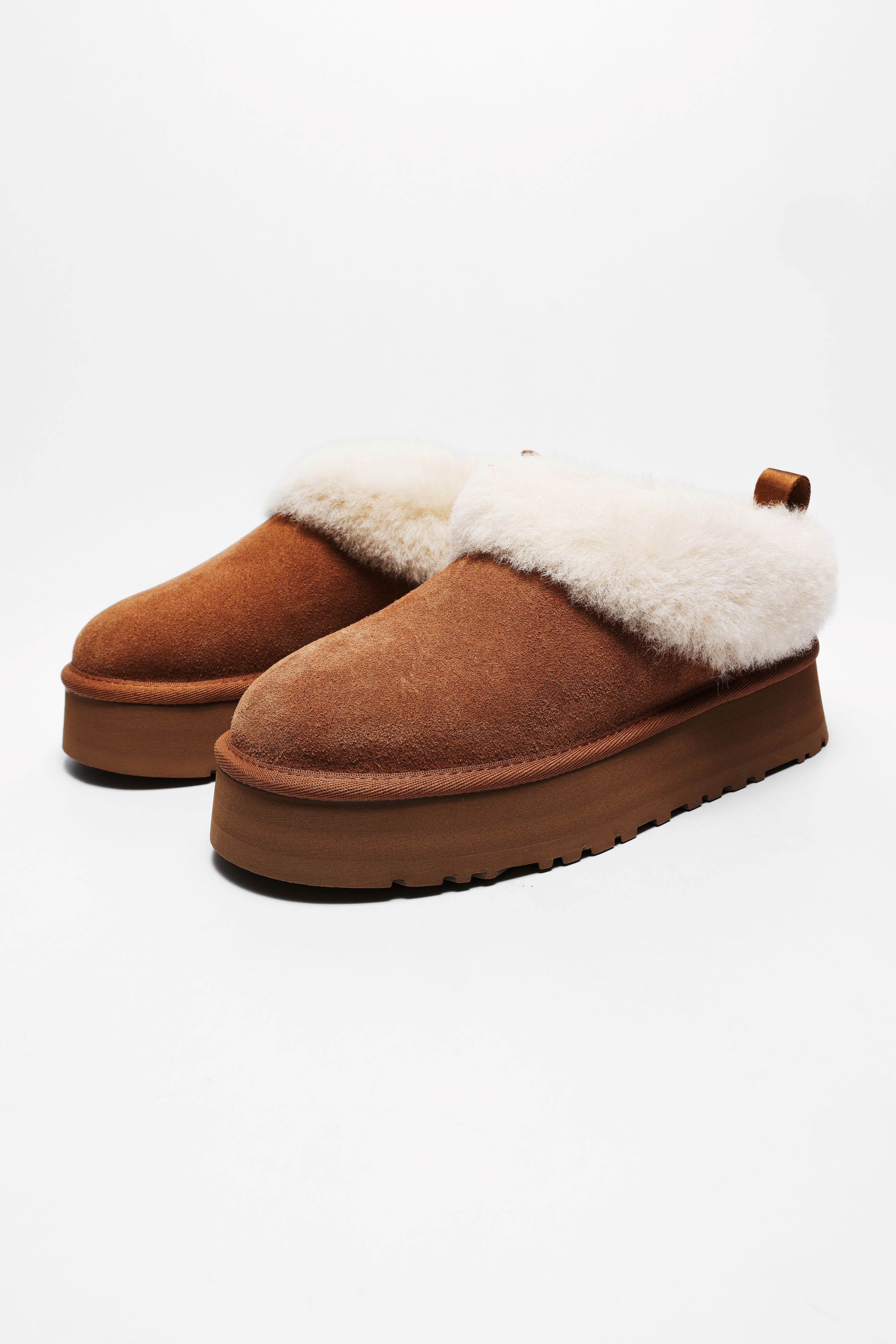 Tazzelle slippers plateau doublés - Chestnut