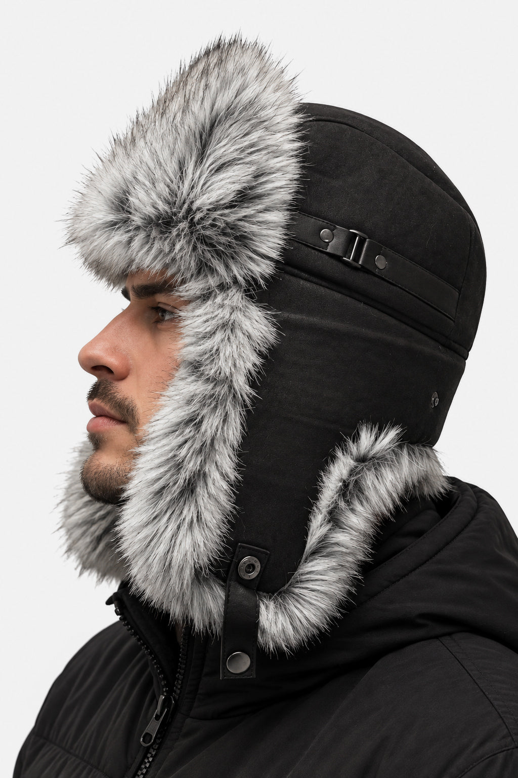 Trapper hat - Black + Grey