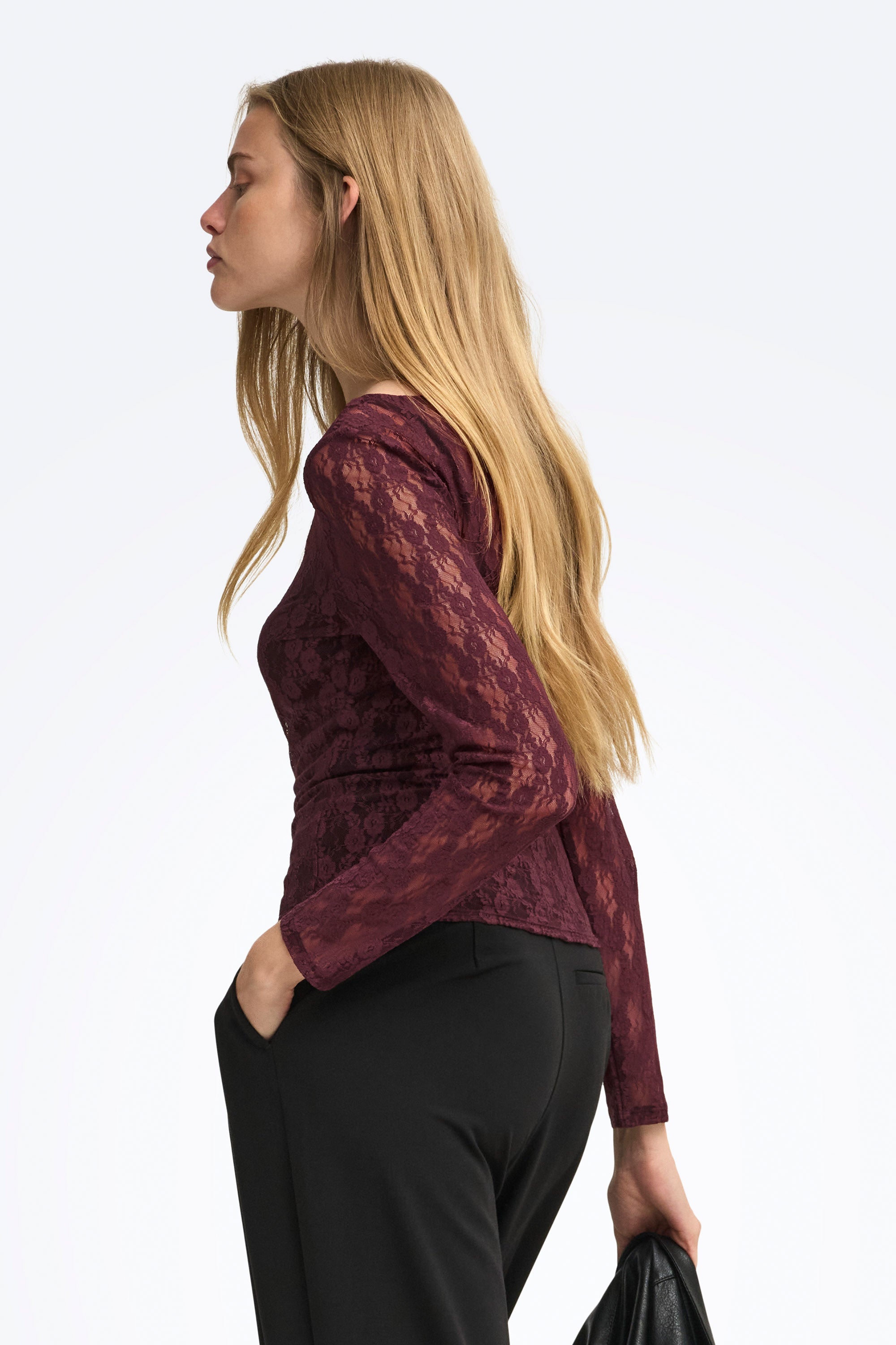 ONLNIKITA Spitzen Langarmshirt - Decadent Chocolate