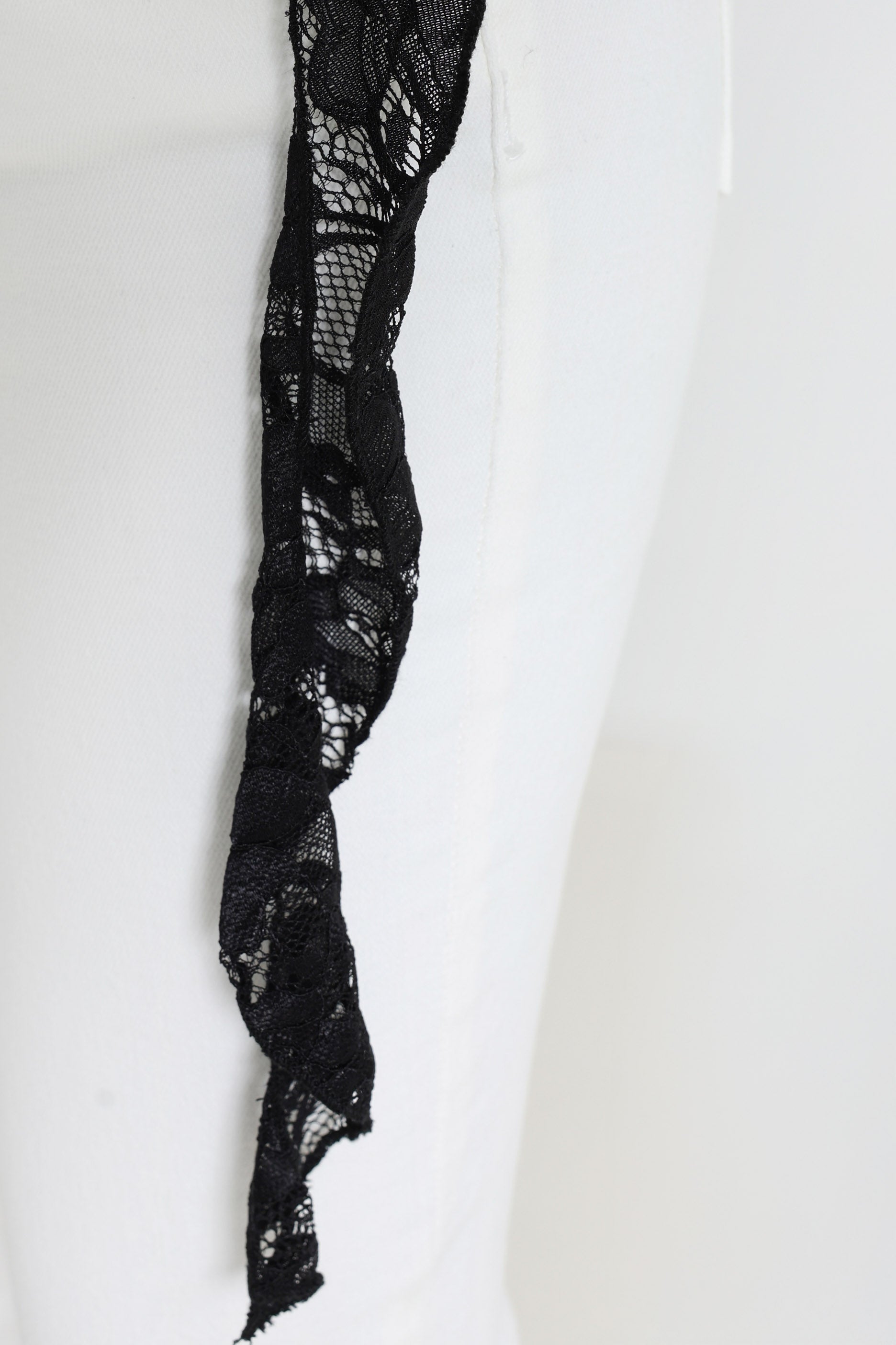 Shirt court manches longues en dentelle - Noir